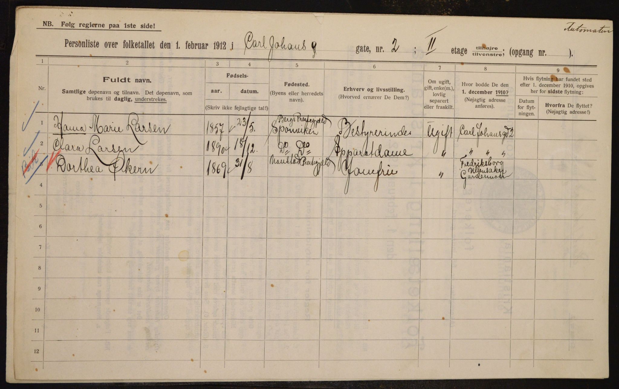 OBA, Municipal Census 1912 for Kristiania, 1912, p. 48997