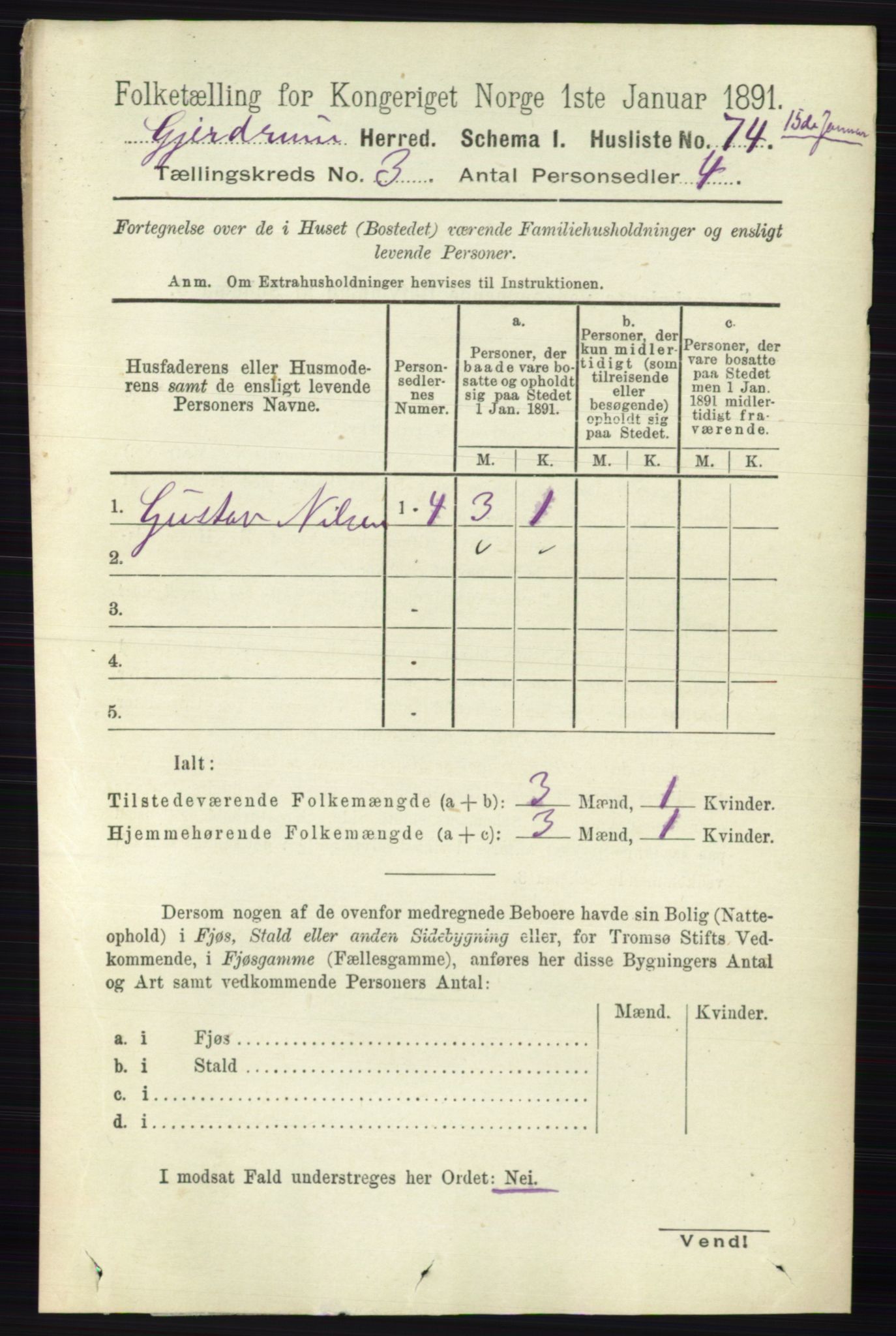 RA, 1891 census for 0234 Gjerdrum, 1891, p. 1234