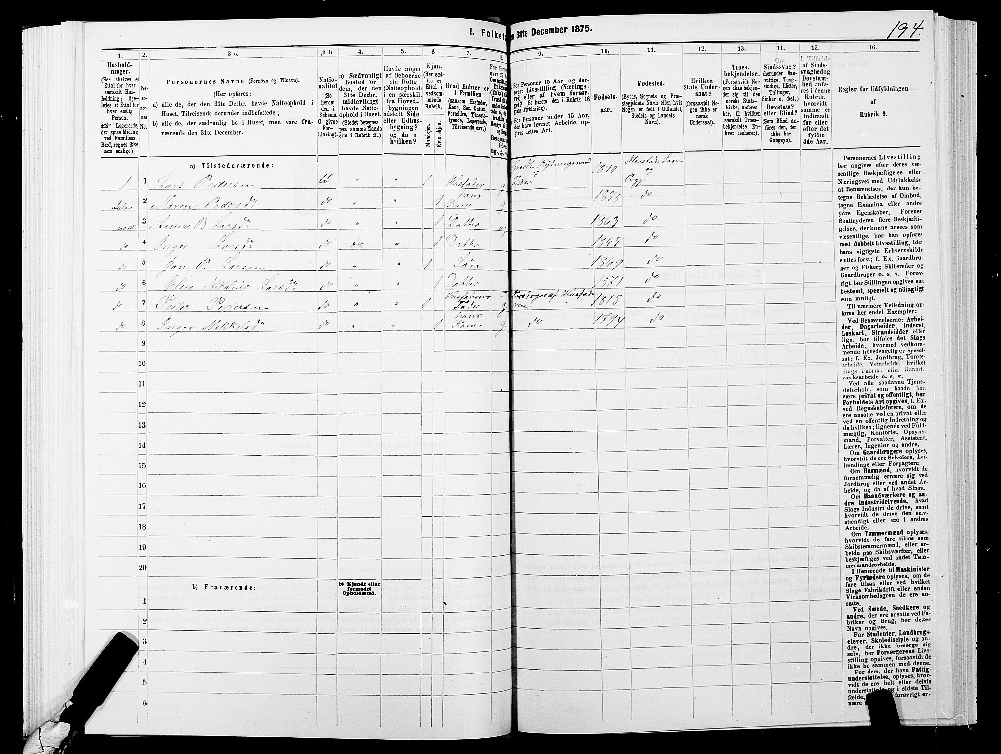 SATØ, 1875 census for 1917P Ibestad, 1875, p. 3194