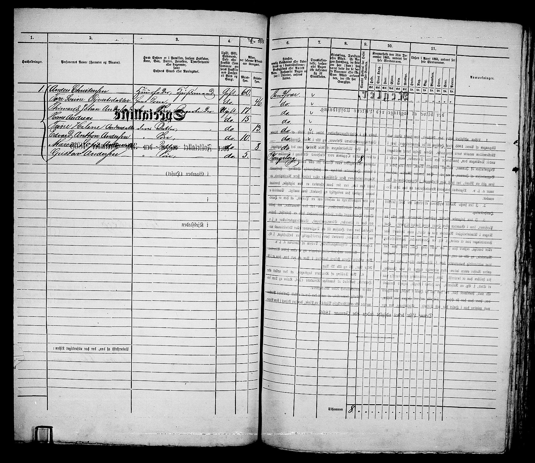 RA, 1865 census for Kongsberg/Kongsberg, 1865, p. 255