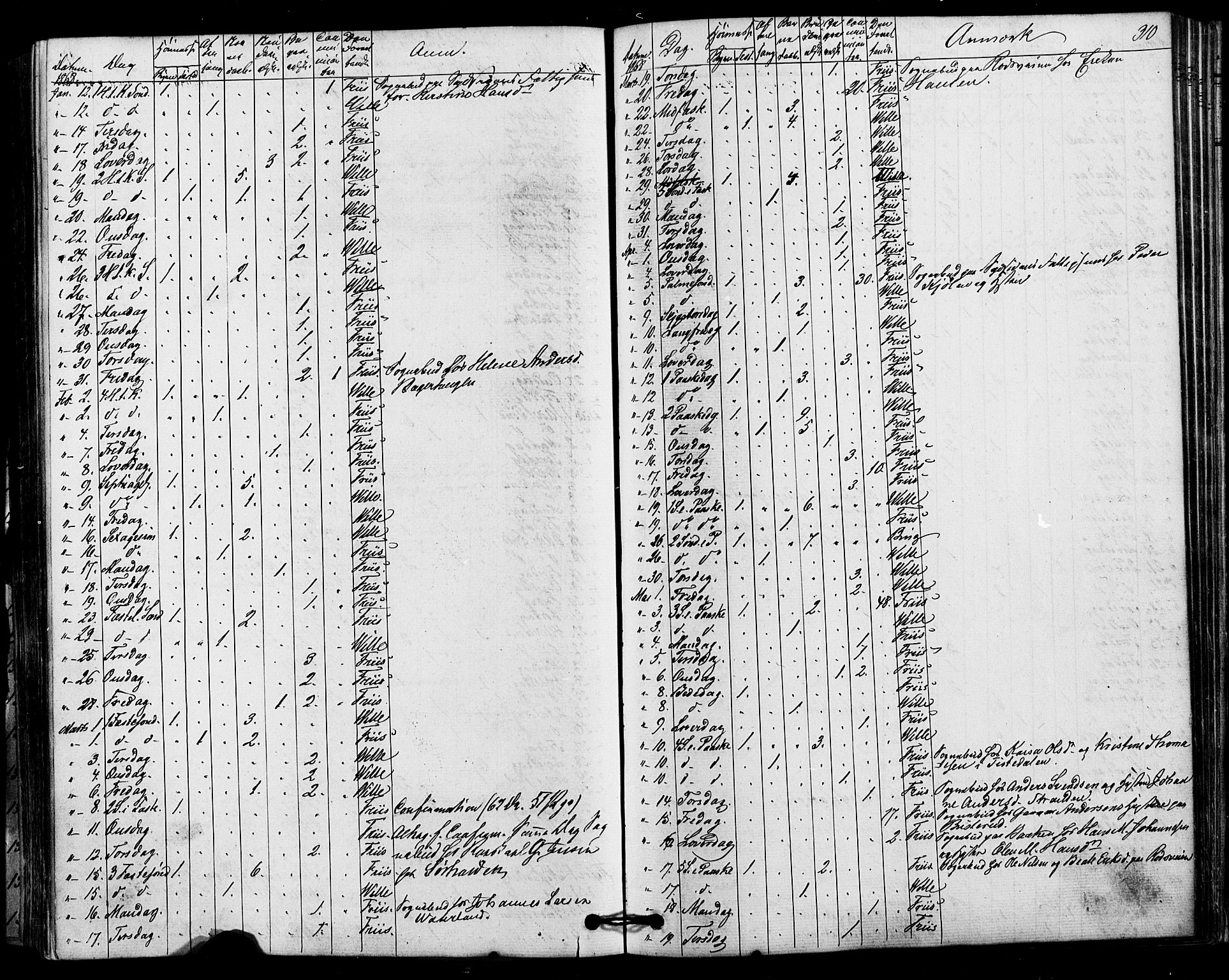 Halden prestekontor Kirkebøker, SAO/A-10909/F/Fa/L0010: Parish register (official) no. I 10, 1866-1877, p. 310
