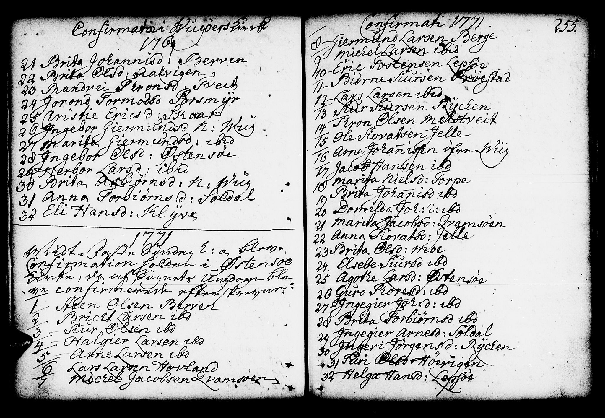 Kvam sokneprestembete, AV/SAB-A-76201/H/Haa: Parish register (official) no. A 4, 1743-1795, p. 255