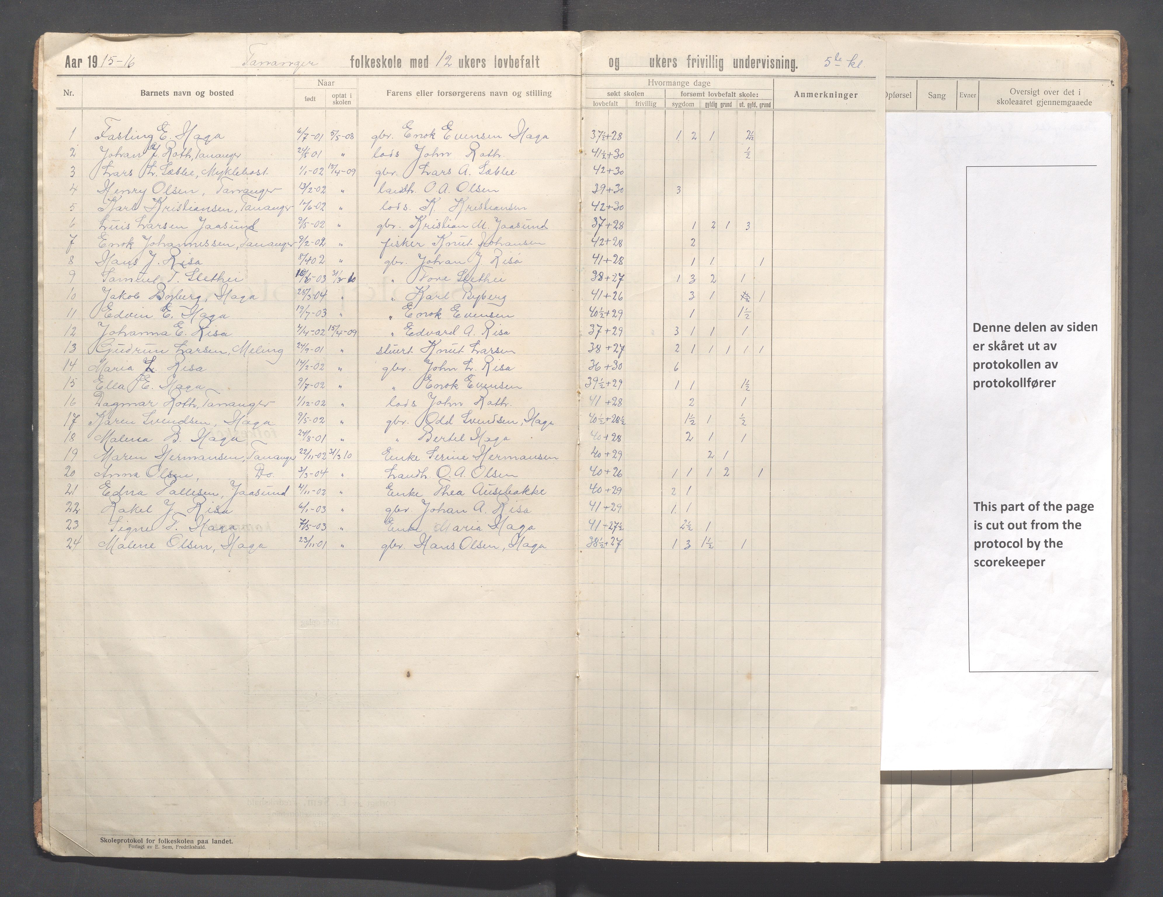 Håland kommune - Tananger skole, IKAR/K-102443/F/L0006: Skoleprotokoll, 1915-1920, p. 3