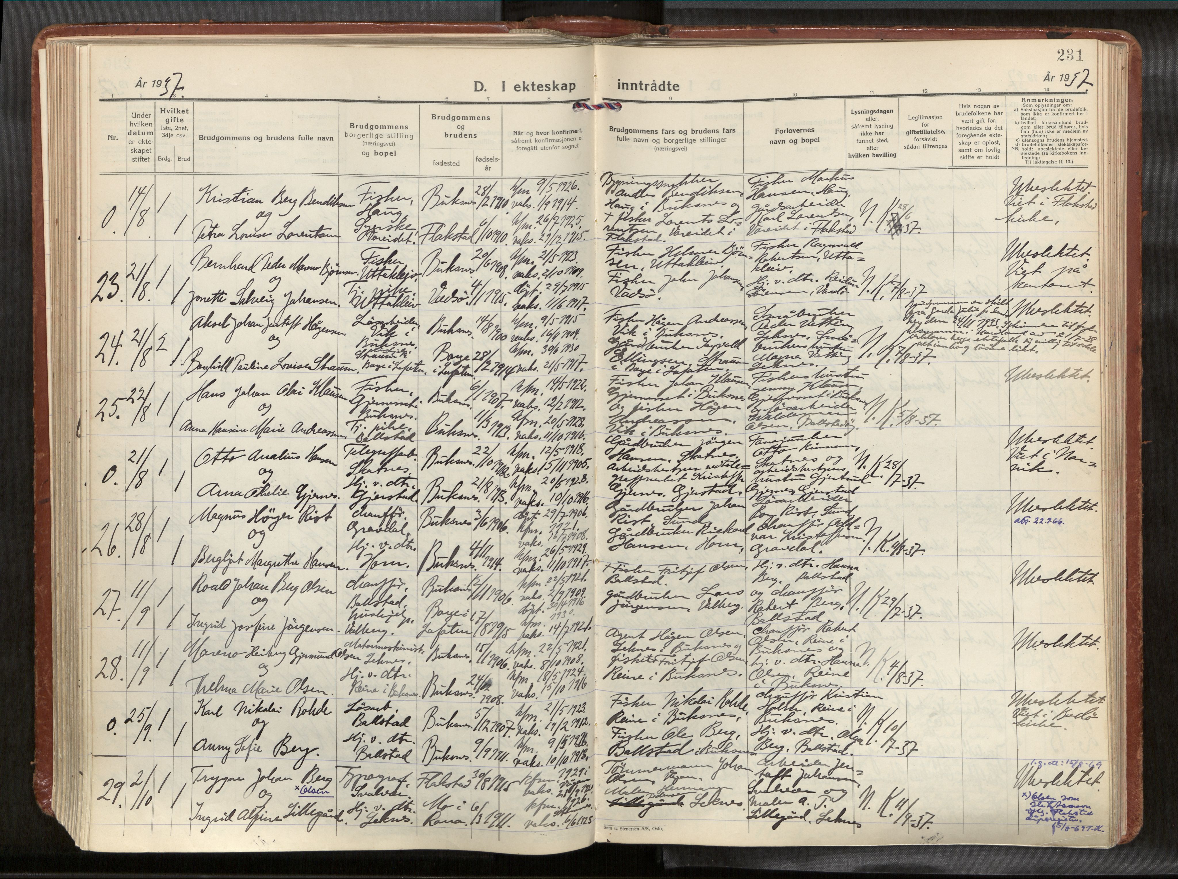 Ministerialprotokoller, klokkerbøker og fødselsregistre - Nordland, AV/SAT-A-1459/881/L1161: Parish register (official) no. 881A14, 1932-1955, p. 231