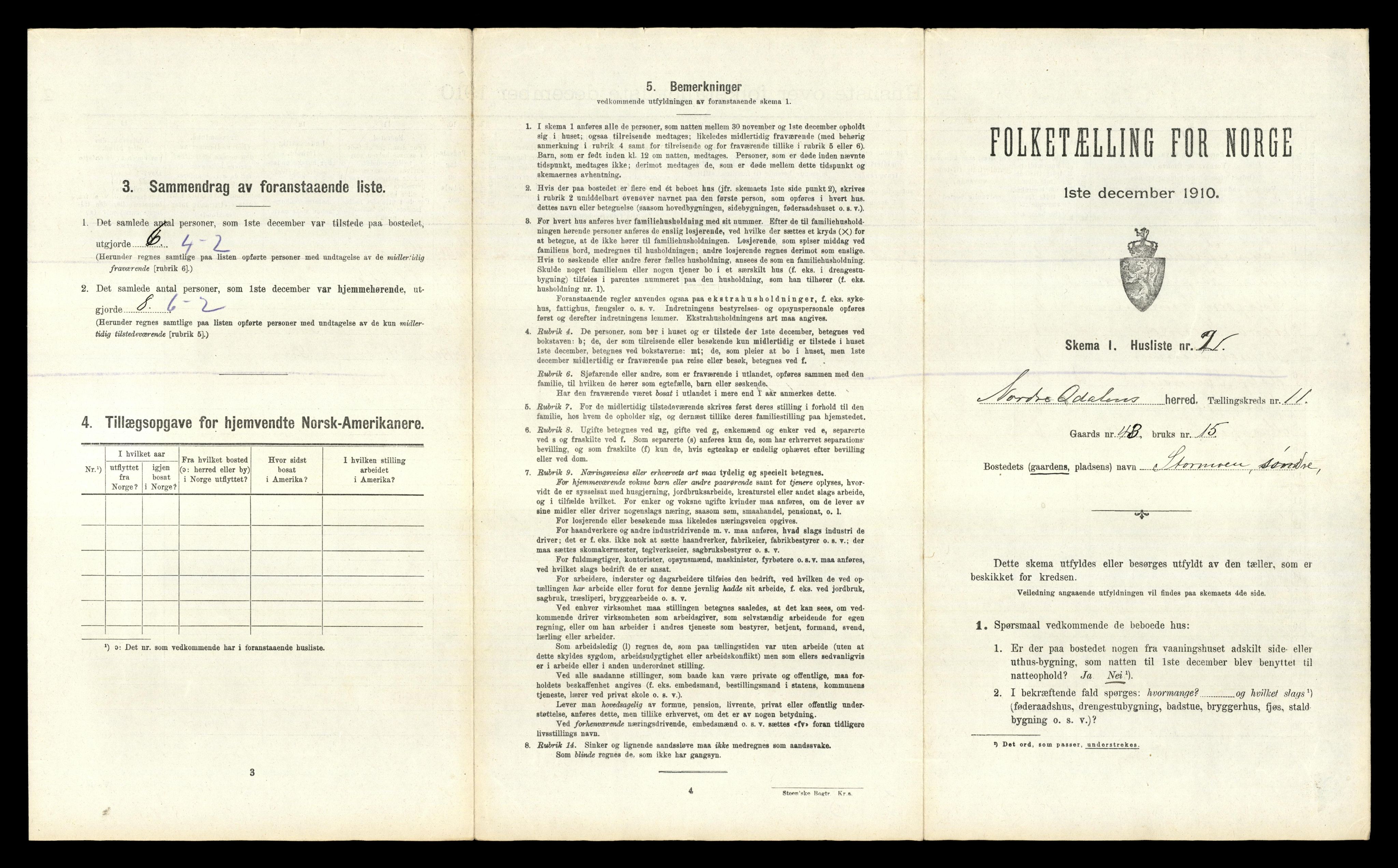 RA, 1910 census for Nord-Odal, 1910, p. 1217