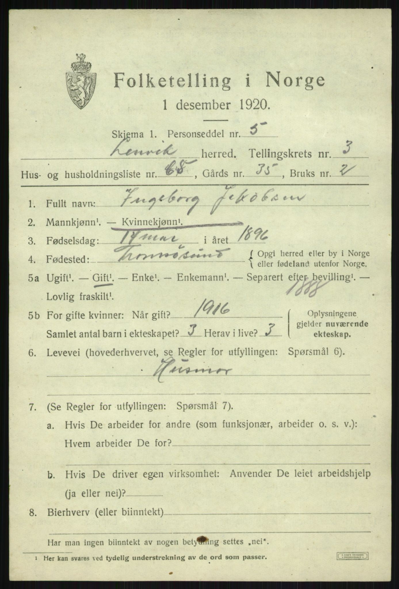 SATØ, 1920 census for Lenvik, 1920, p. 5628