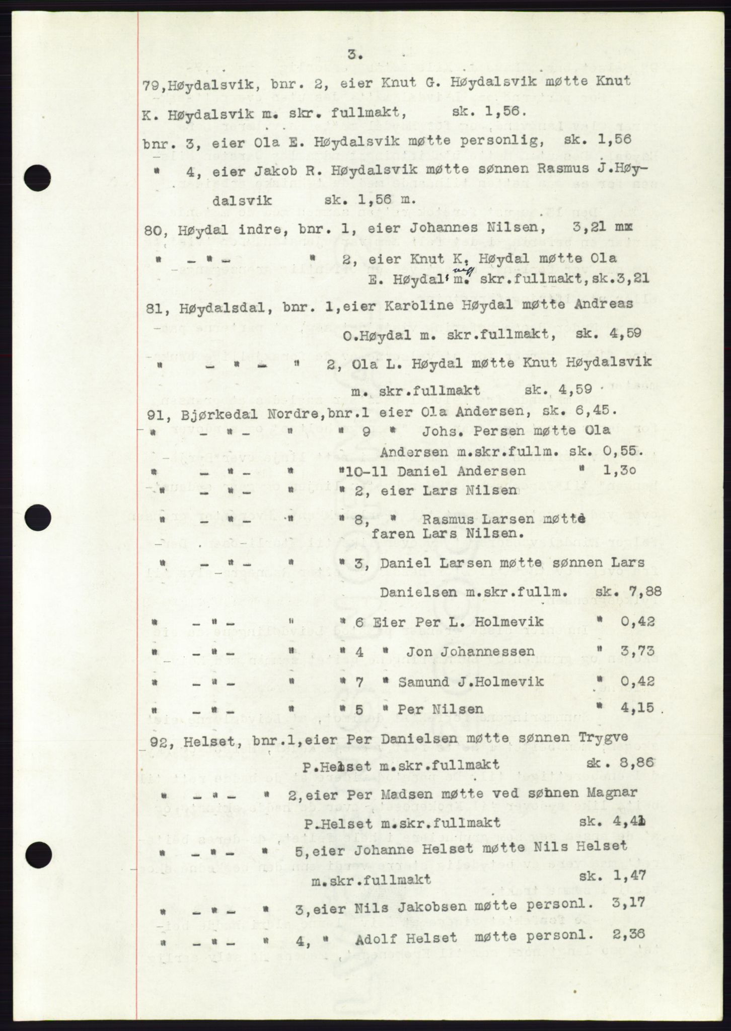 Søre Sunnmøre sorenskriveri, AV/SAT-A-4122/1/2/2C/L0108: Mortgage book no. 34A, 1957-1958, Diary no: : 3131/1957