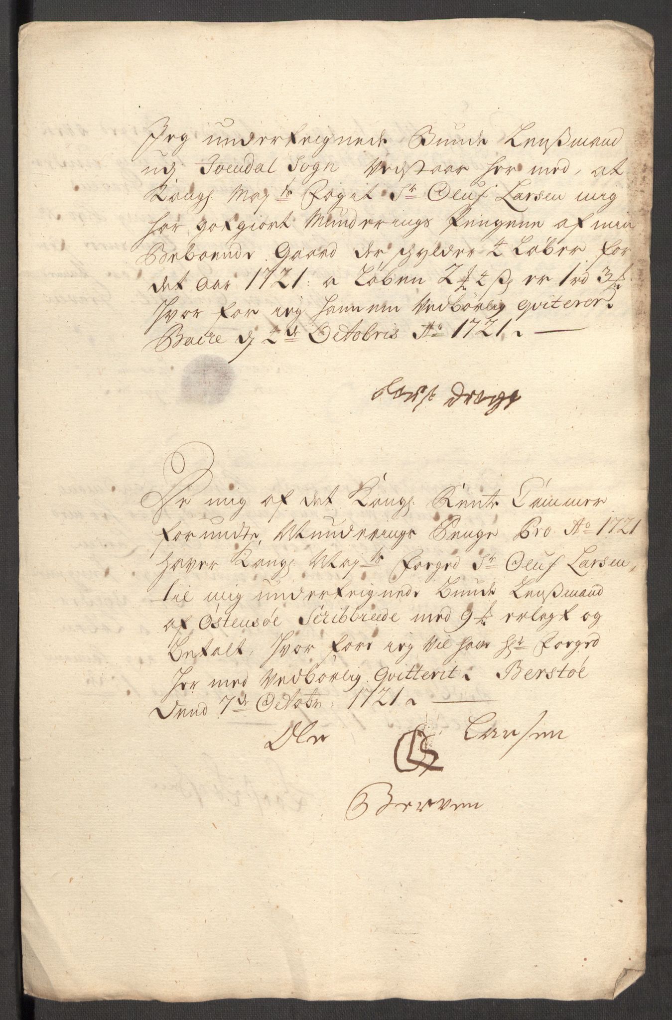 Rentekammeret inntil 1814, Reviderte regnskaper, Fogderegnskap, RA/EA-4092/R48/L3000: Fogderegnskap Sunnhordland og Hardanger, 1721, p. 385