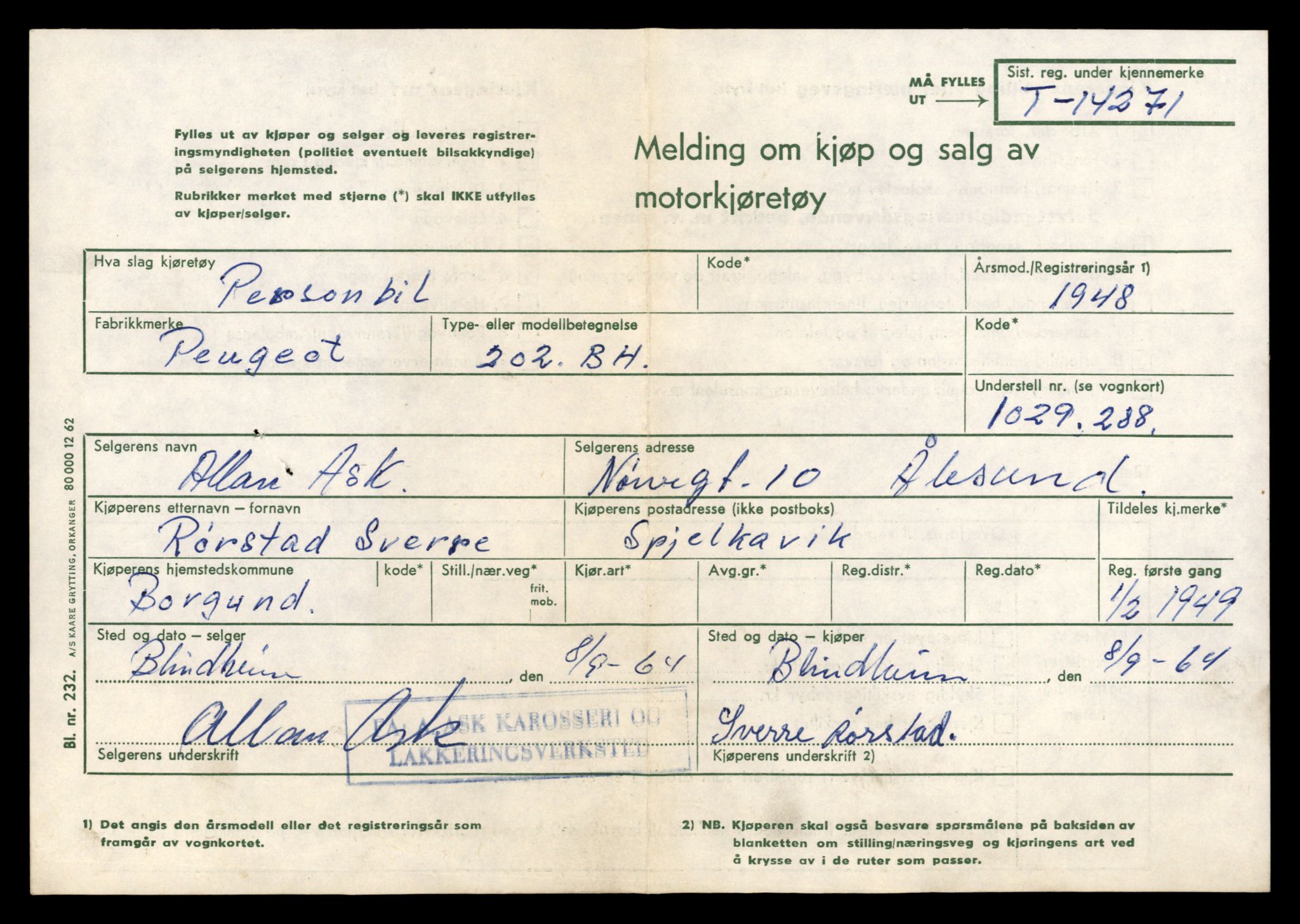 Møre og Romsdal vegkontor - Ålesund trafikkstasjon, AV/SAT-A-4099/F/Fe/L0044: Registreringskort for kjøretøy T 14205 - T 14319, 1927-1998, p. 1957