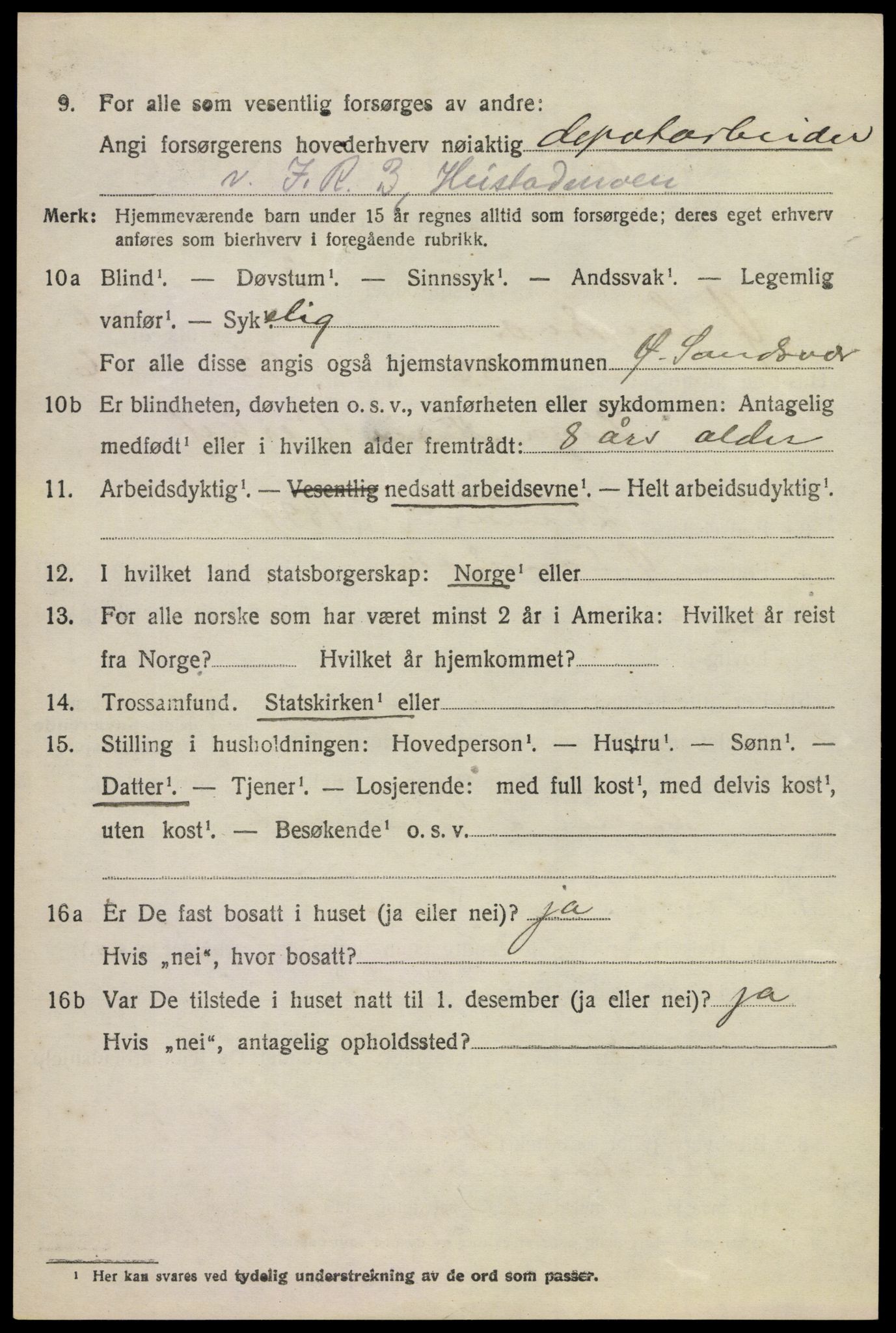 SAKO, 1920 census for Øvre Sandsvær, 1920, p. 1371