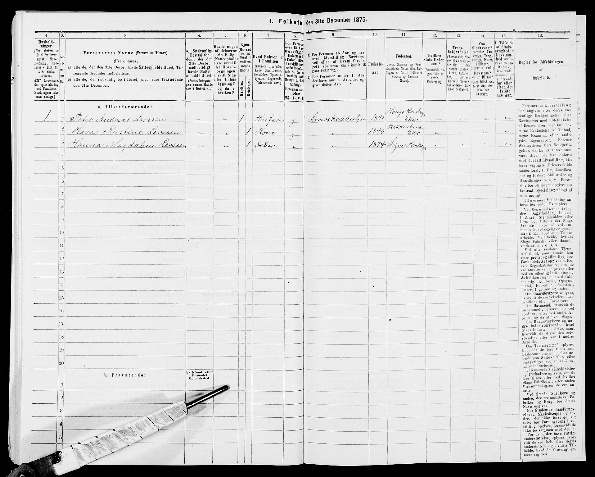 SAK, 1875 census for 1018P Søgne, 1875, p. 668