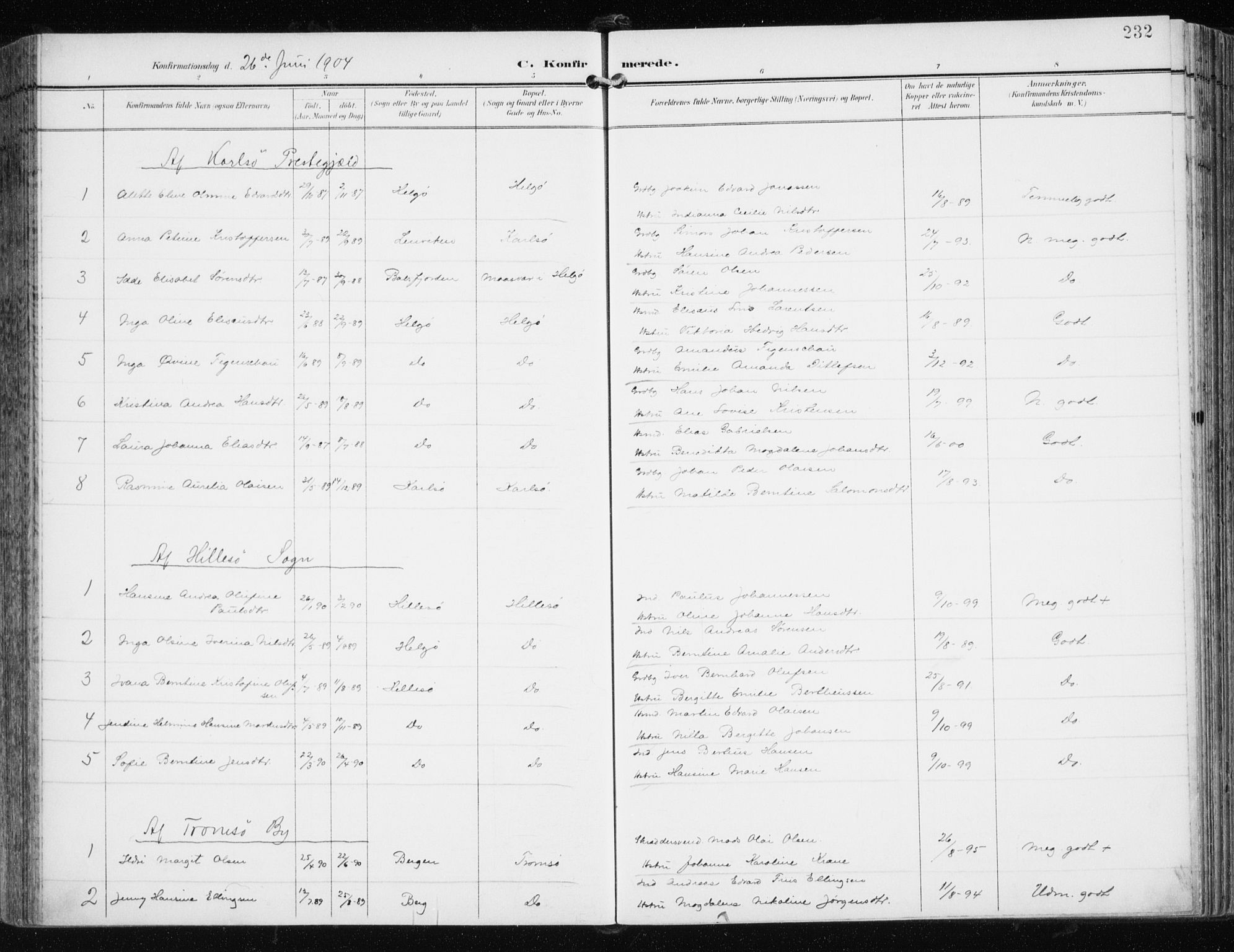 Tromsøysund sokneprestkontor, AV/SATØ-S-1304/G/Ga/L0006kirke: Parish register (official) no. 6, 1897-1906, p. 232