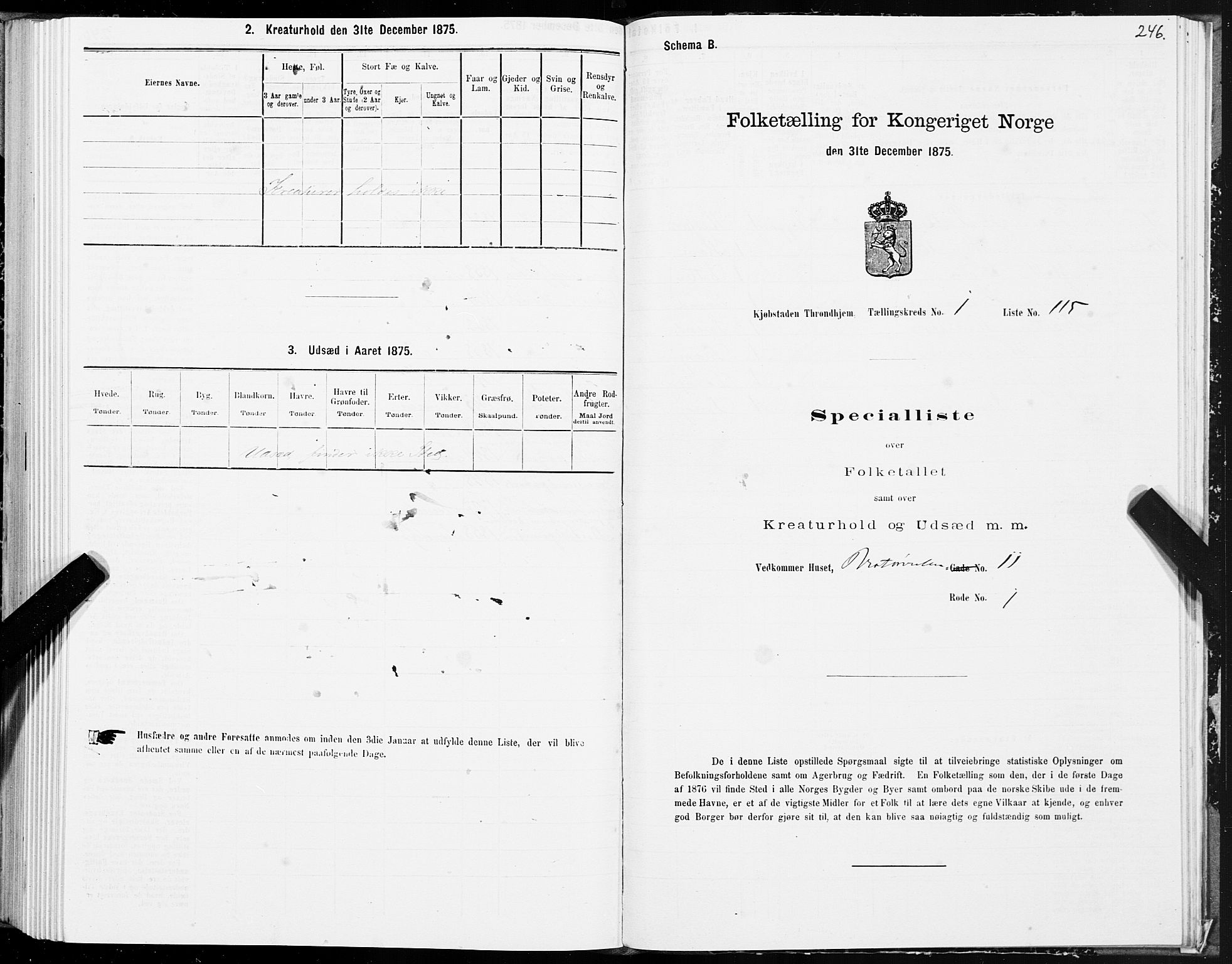 SAT, 1875 census for 1601 Trondheim, 1875, p. 1246