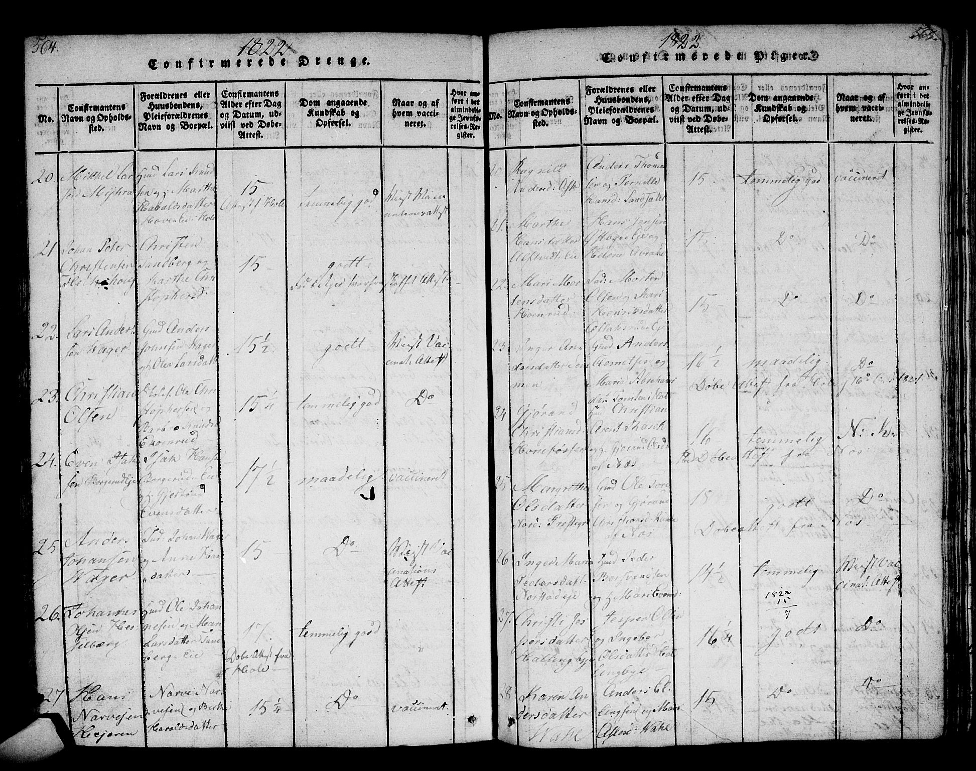 Norderhov kirkebøker, AV/SAKO-A-237/F/Fa/L0008: Parish register (official) no. 8, 1814-1833, p. 564-565