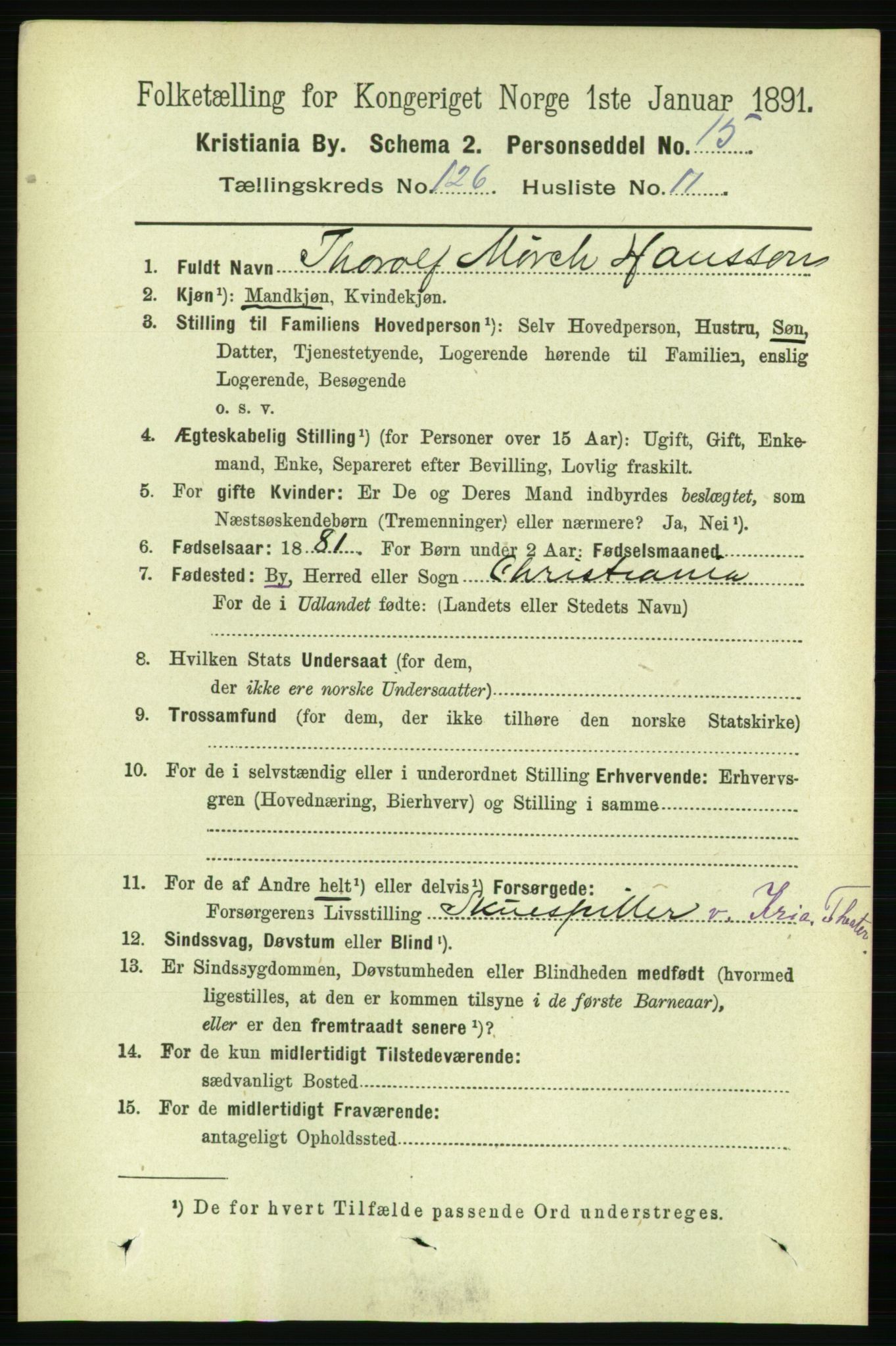 RA, 1891 census for 0301 Kristiania, 1891, p. 67550