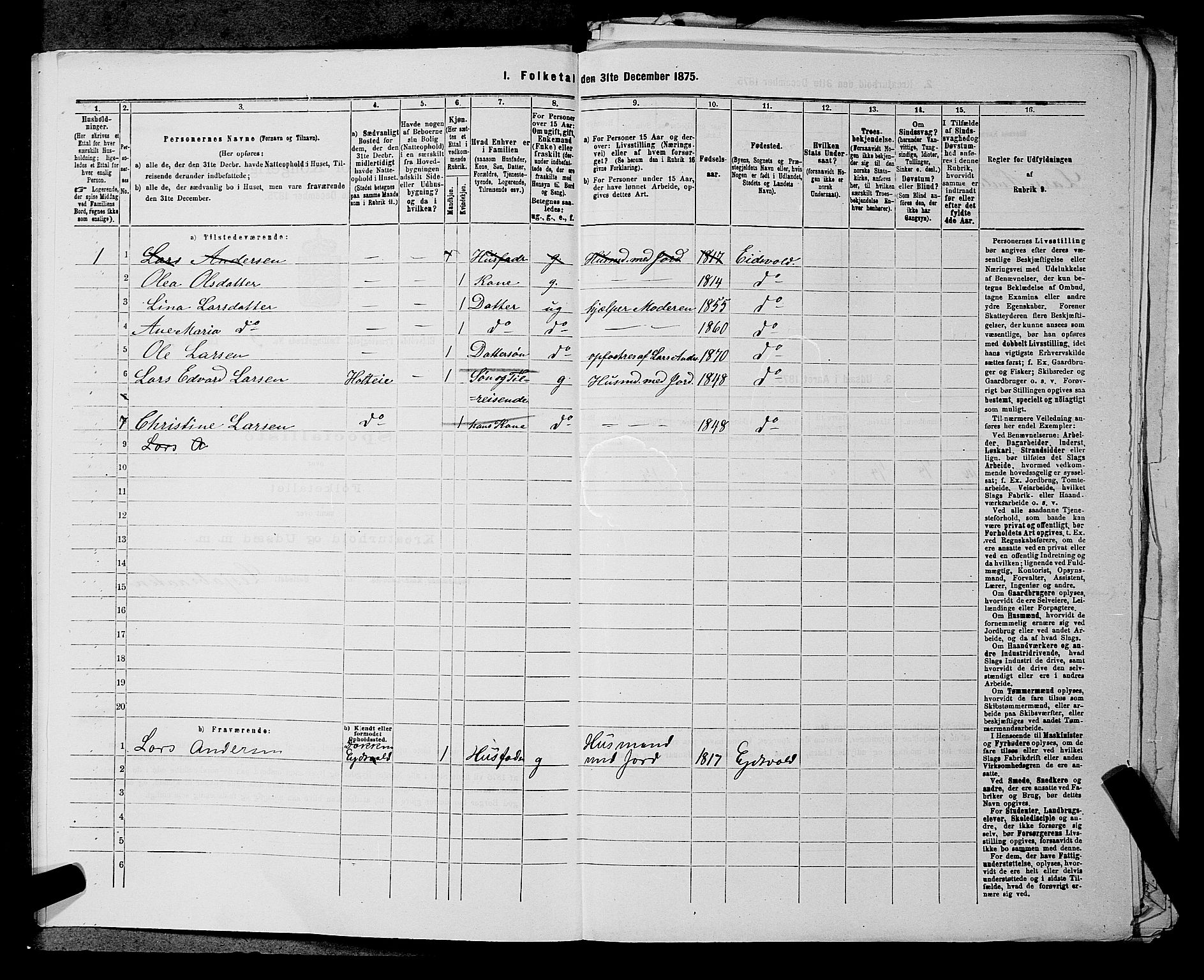 RA, 1875 census for 0237P Eidsvoll, 1875, p. 439