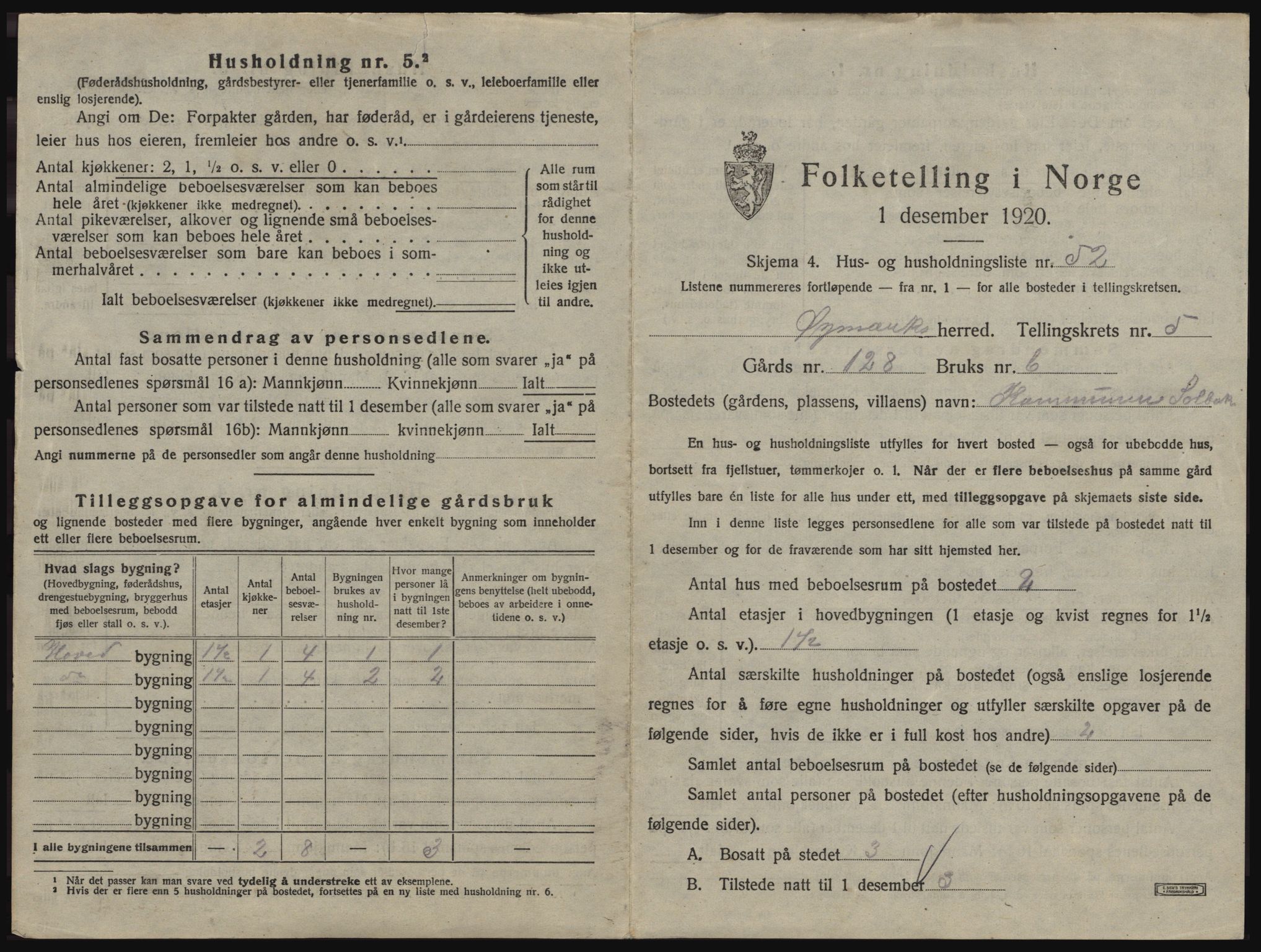 SAO, 1920 census for Øymark, 1920, p. 645