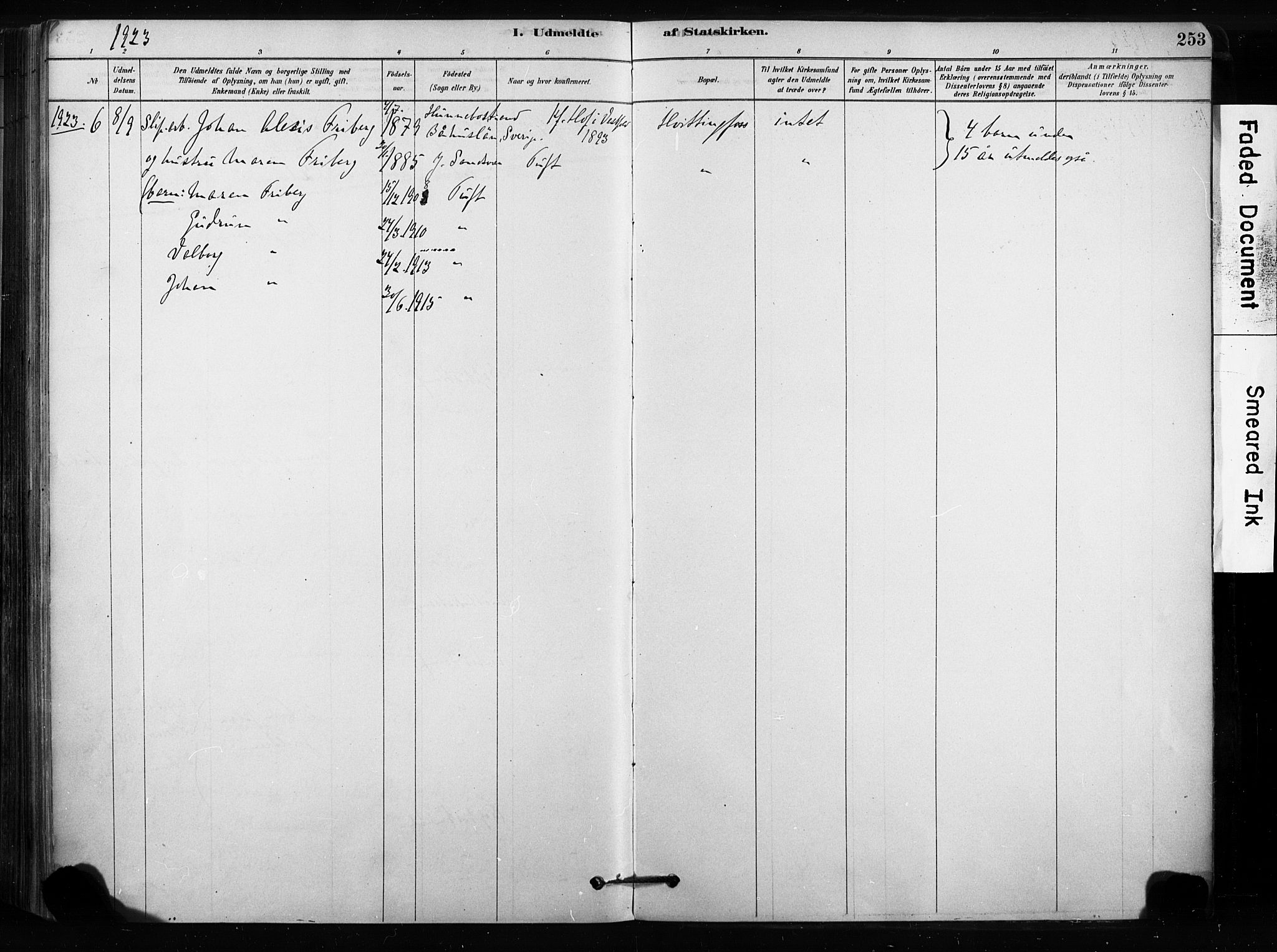 Sandsvær kirkebøker, SAKO/A-244/F/Fc/L0001: Parish register (official) no. III 1, 1878-1923, p. 253