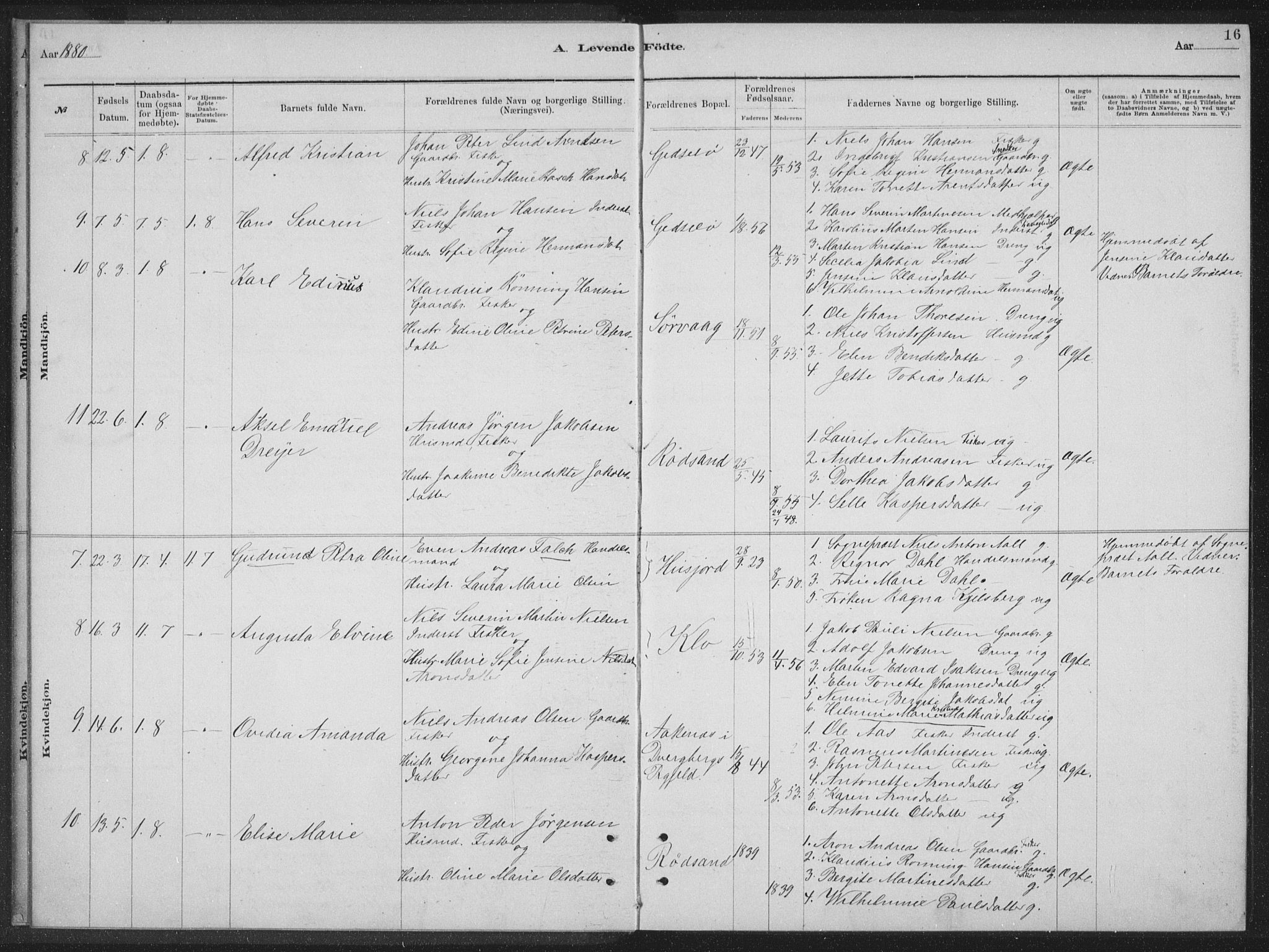 Ministerialprotokoller, klokkerbøker og fødselsregistre - Nordland, AV/SAT-A-1459/894/L1359: Parish register (copy) no. 894C02, 1877-1884, p. 16