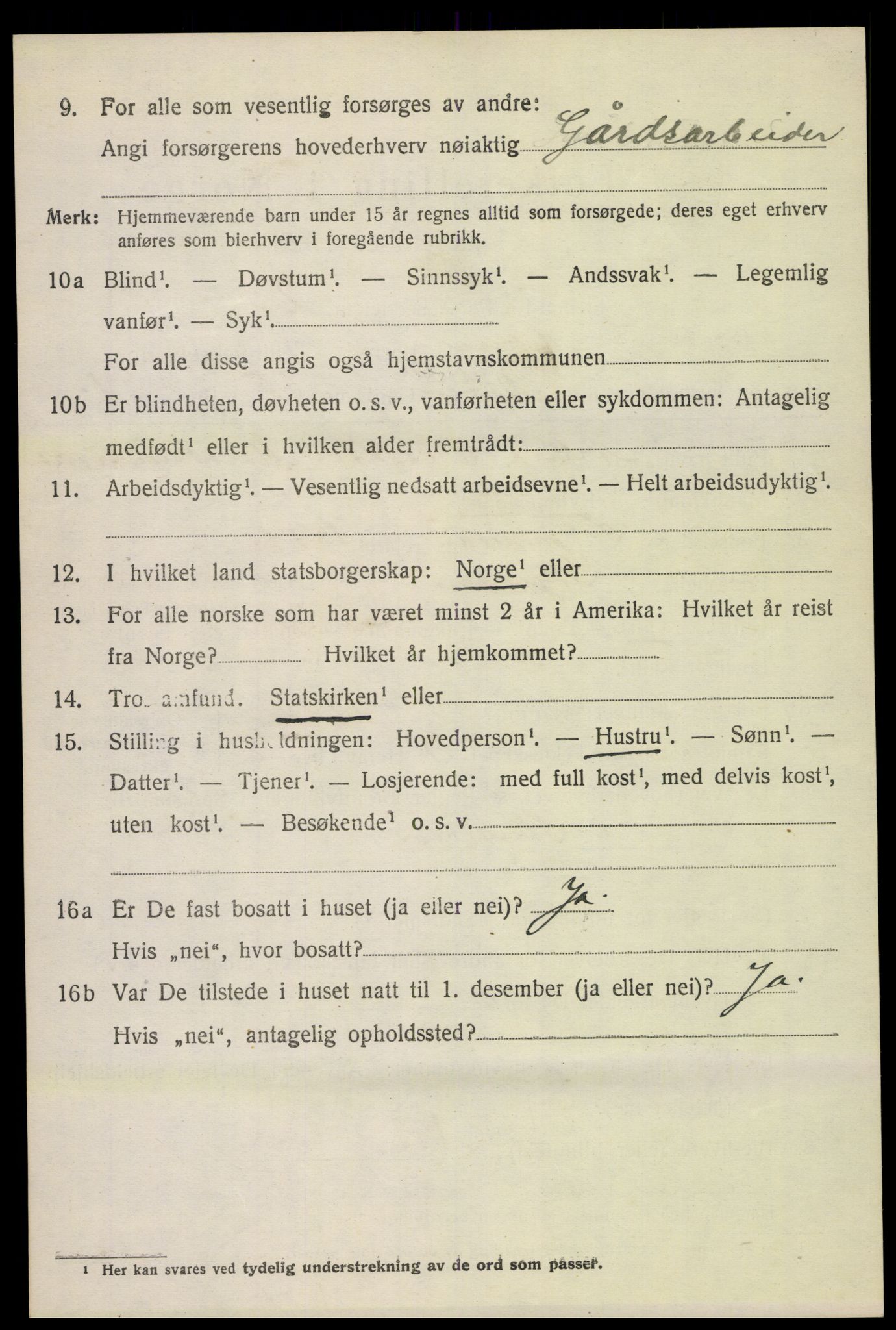 SAH, 1920 census for Lom, 1920, p. 2863