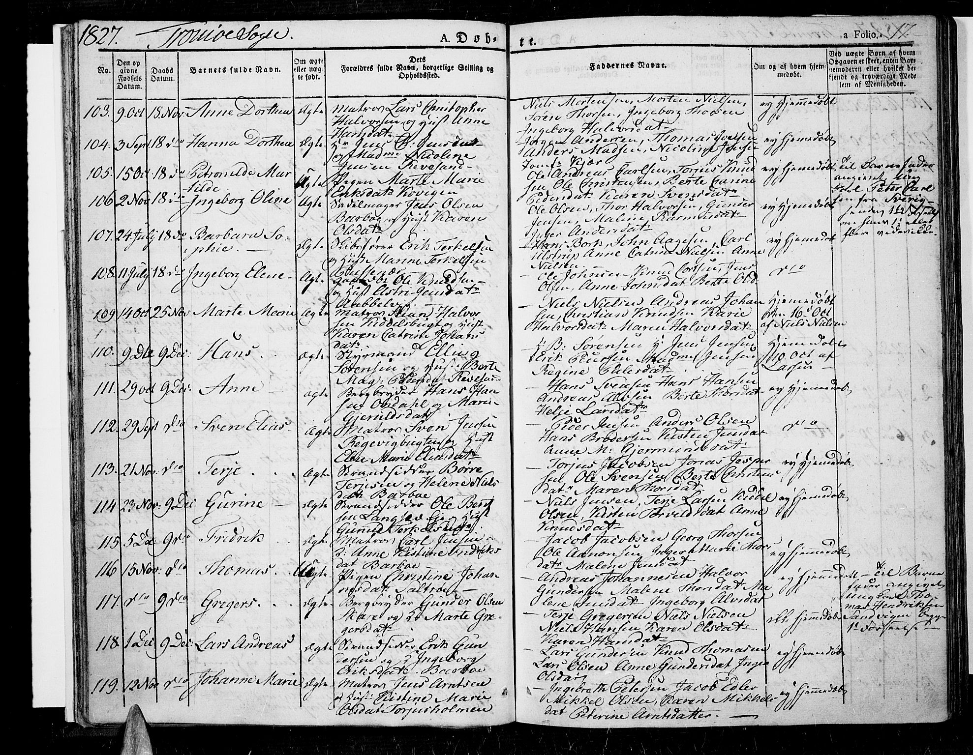 Tromøy sokneprestkontor, SAK/1111-0041/F/Fa/L0003: Parish register (official) no. A 3, 1825-1837, p. 17