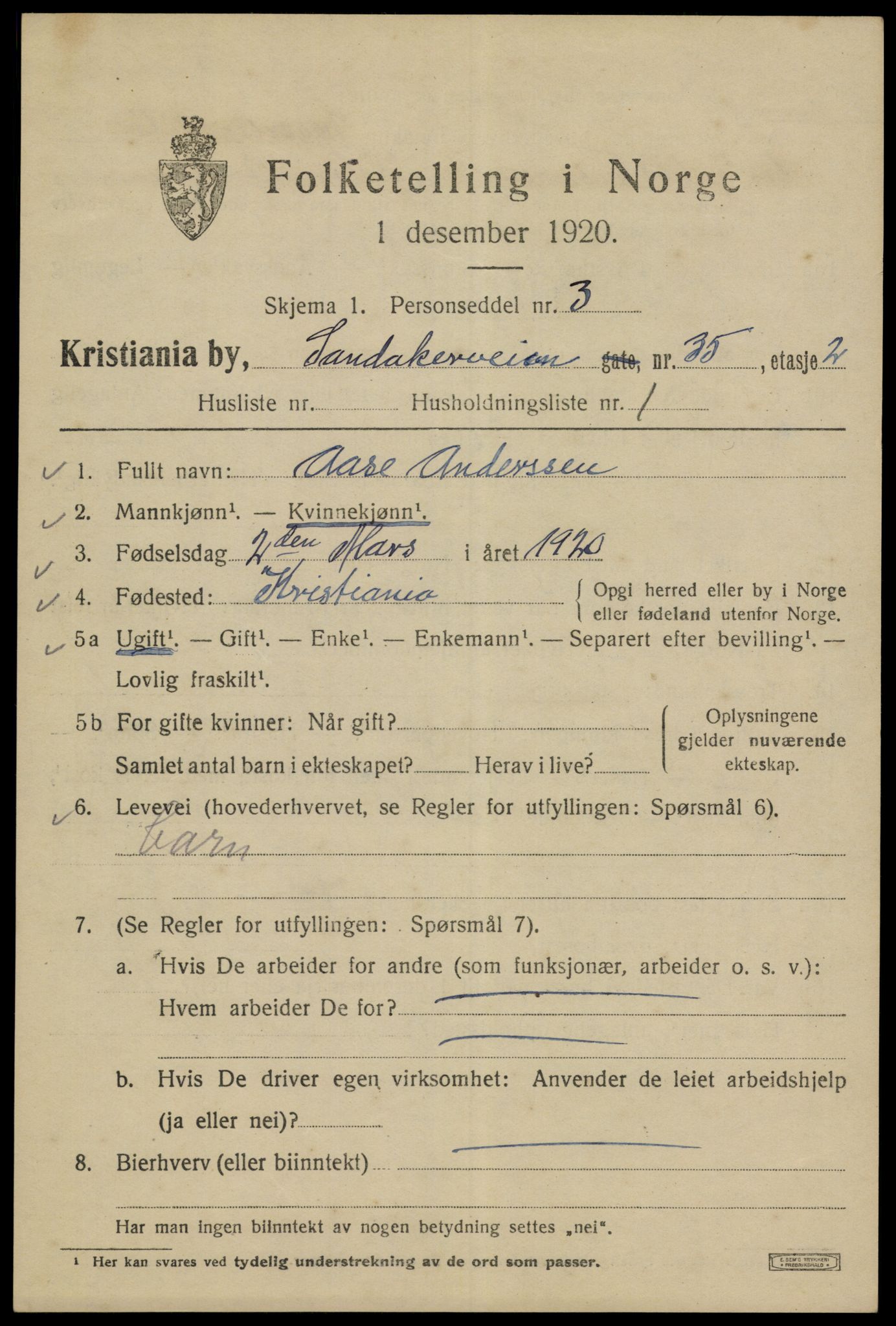 SAO, 1920 census for Kristiania, 1920, p. 479029