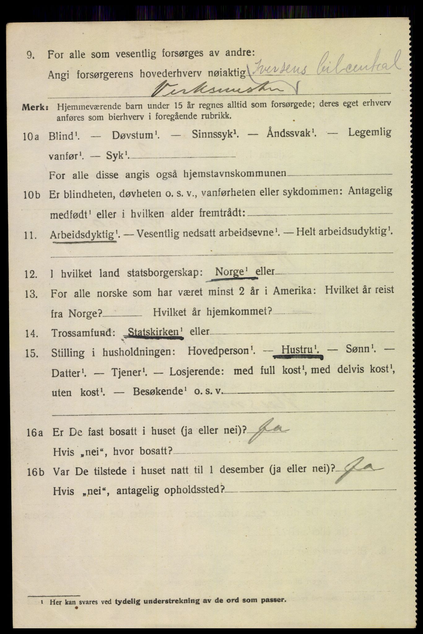 SAH, 1920 census for Lillehammer, 1920, p. 4657