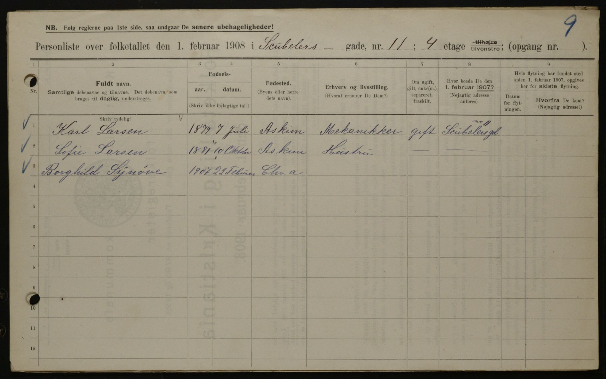 OBA, Municipal Census 1908 for Kristiania, 1908, p. 83634