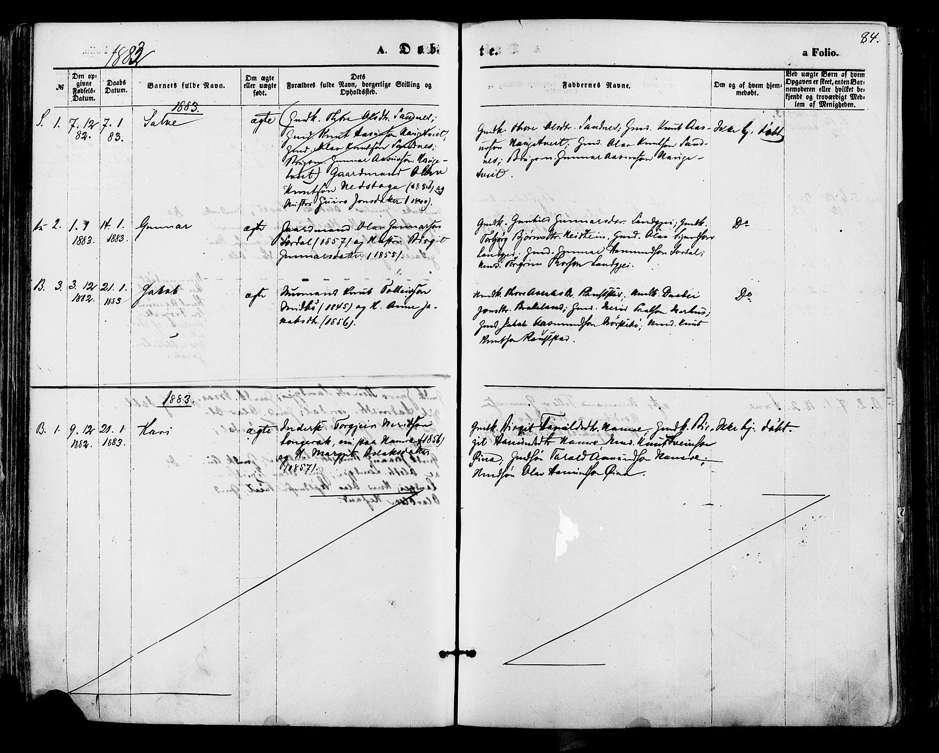 Bygland sokneprestkontor, SAK/1111-0006/F/Fa/Fab/L0006: Parish register (official) no. A 6, 1873-1884, p. 84