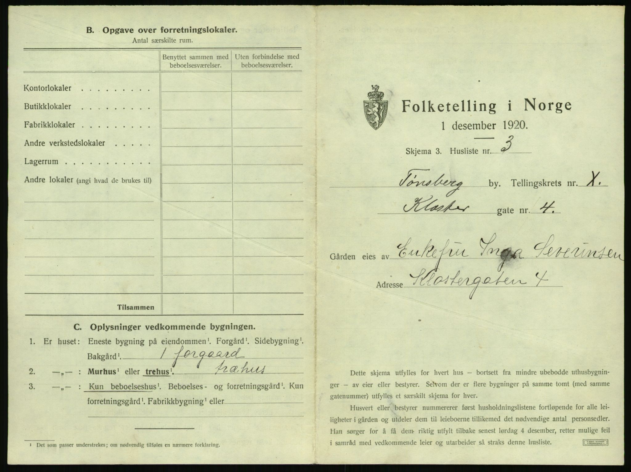 SAKO, 1920 census for Tønsberg, 1920, p. 1055