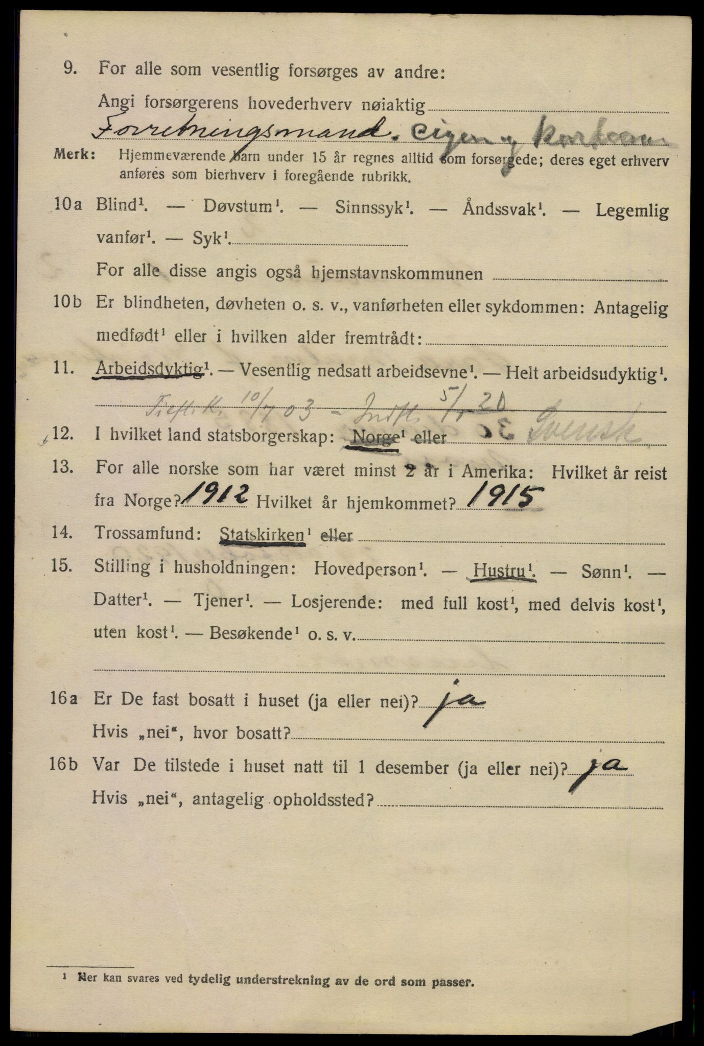 SAO, 1920 census for Kristiania, 1920, p. 261060