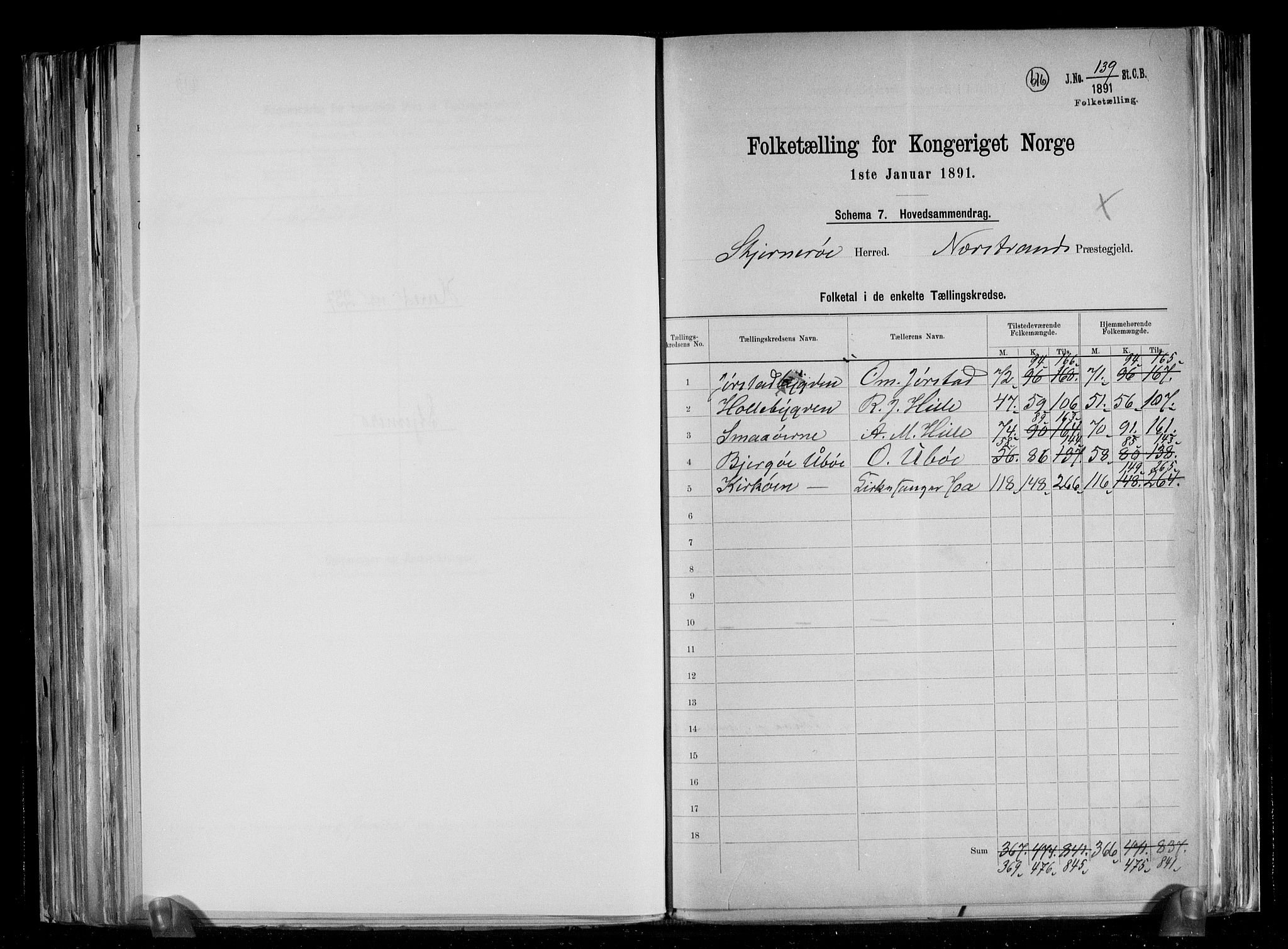 RA, 1891 census for 1140 Sjernarøy, 1891, p. 2