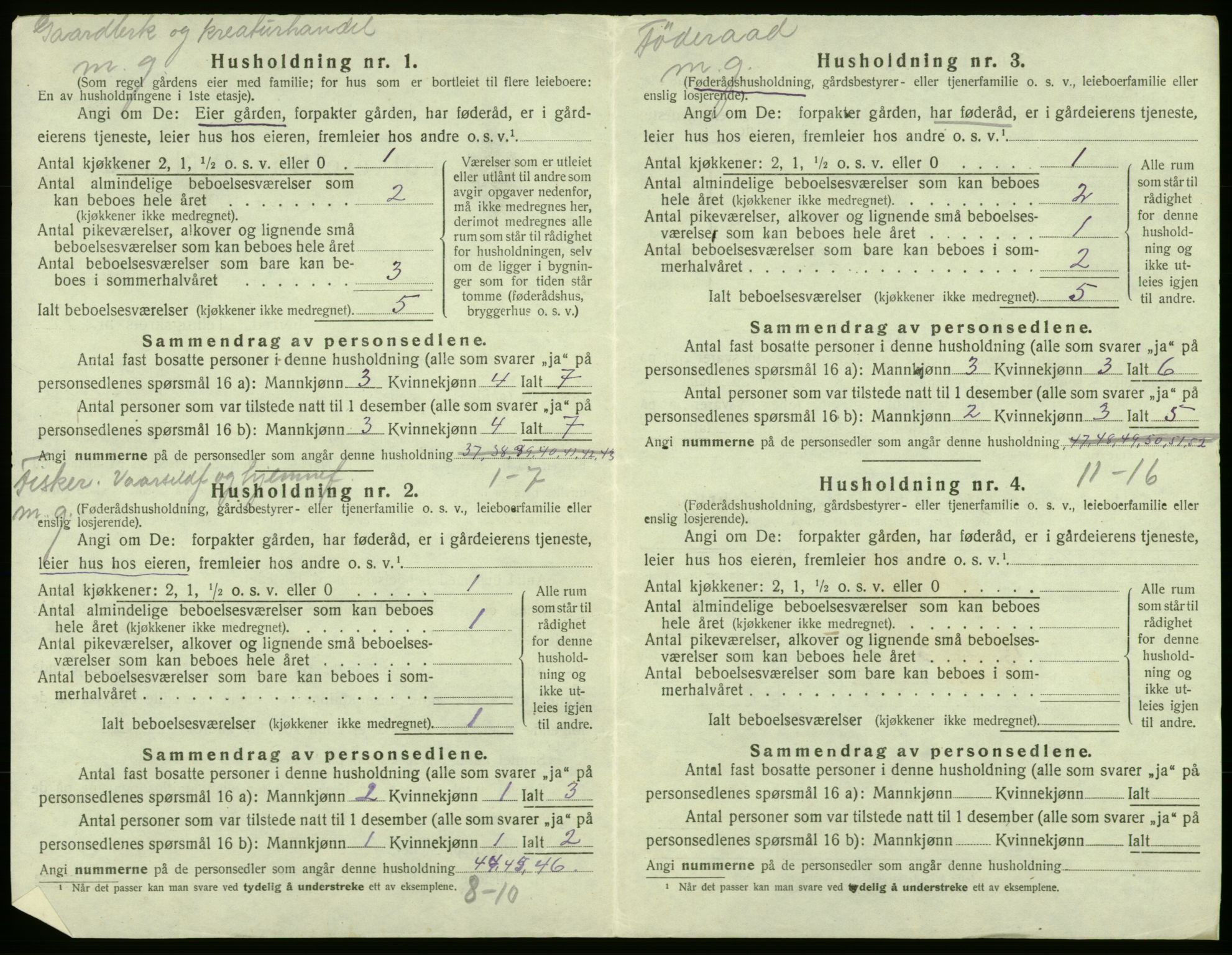 SAB, 1920 census for Bremnes, 1920, p. 641