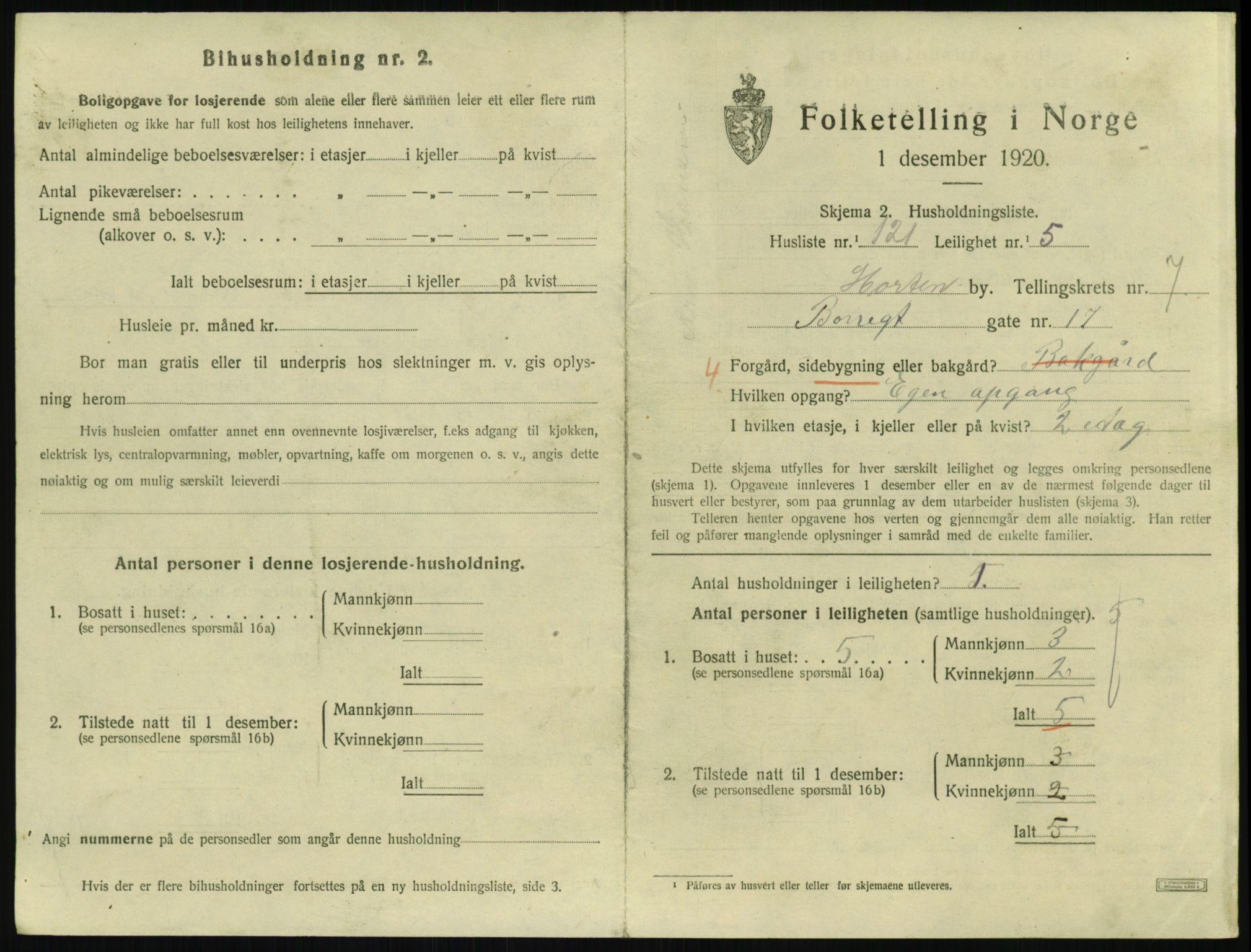 SAKO, 1920 census for Horten, 1920, p. 7639