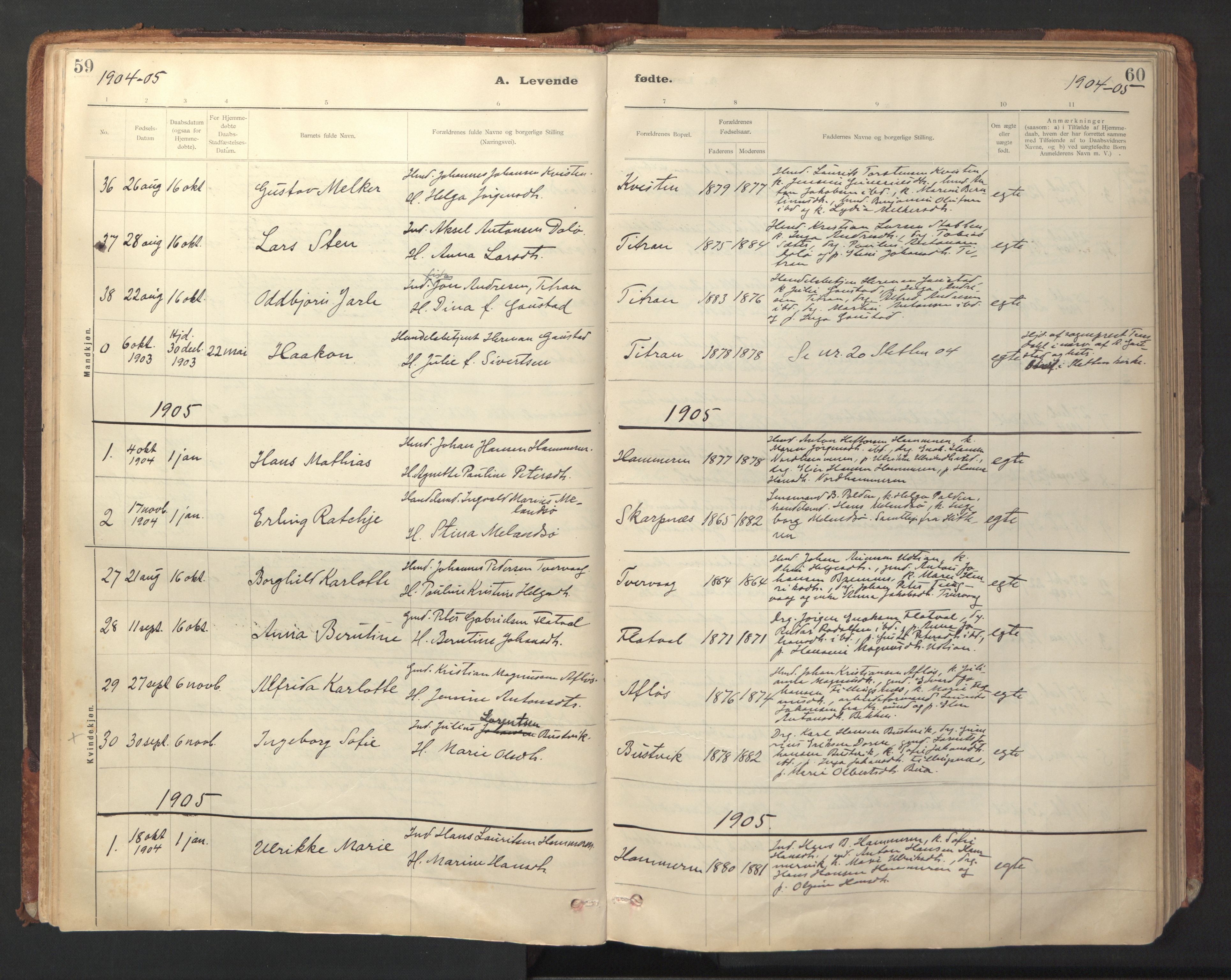 Ministerialprotokoller, klokkerbøker og fødselsregistre - Sør-Trøndelag, SAT/A-1456/641/L0596: Parish register (official) no. 641A02, 1898-1915, p. 59-60