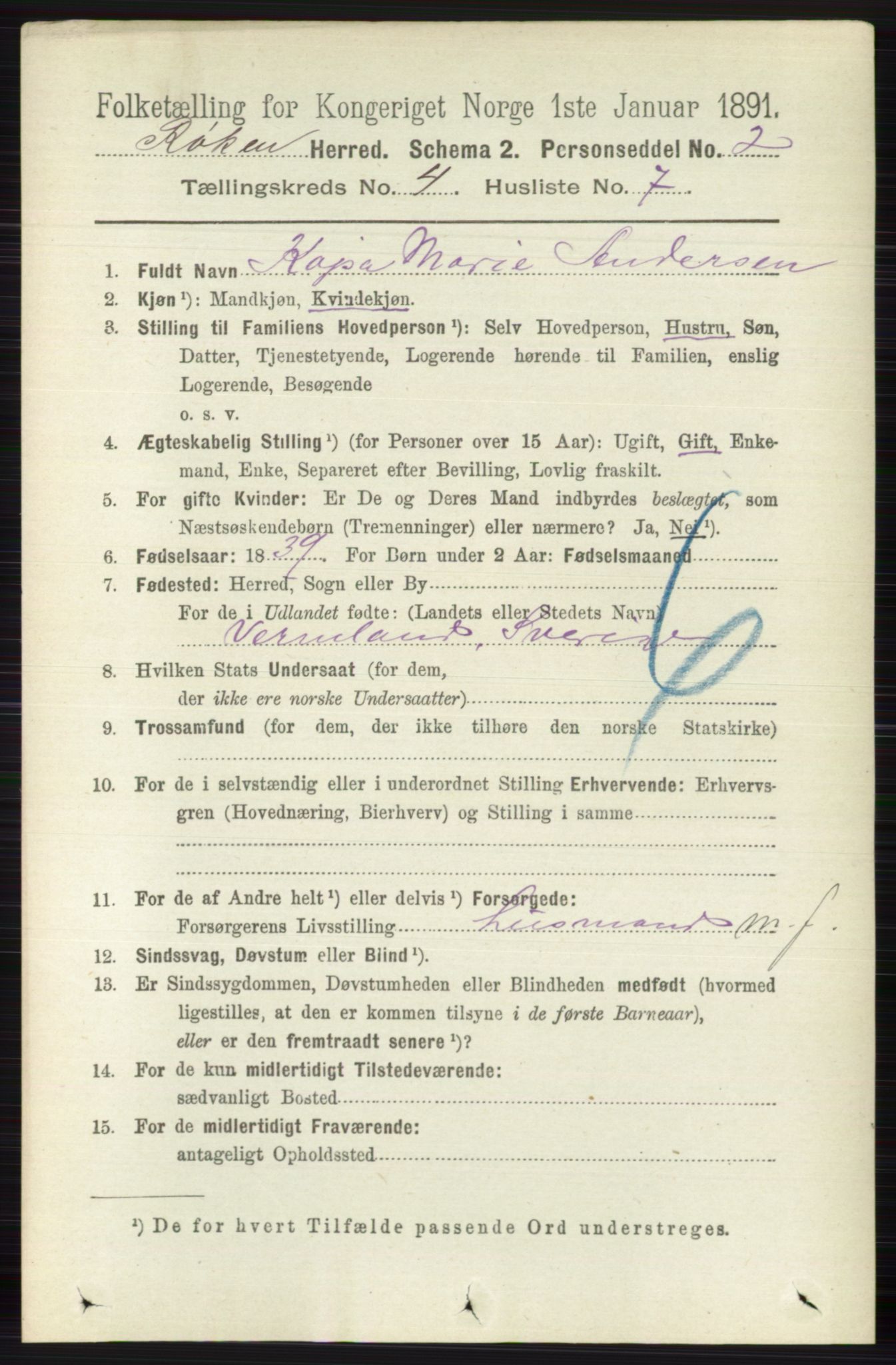 RA, 1891 census for 0627 Røyken, 1891, p. 1902
