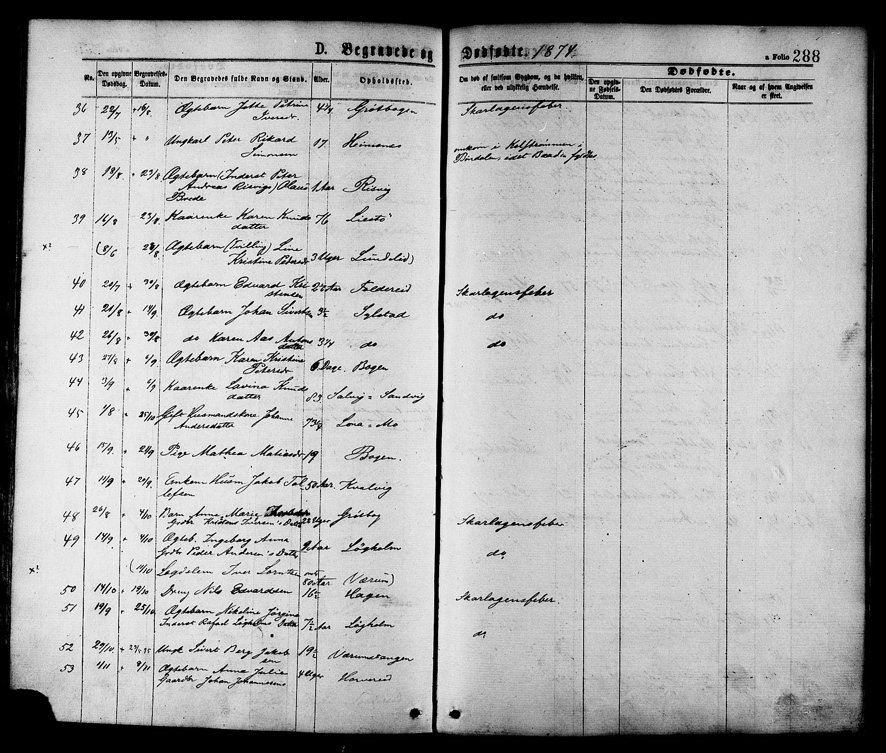 Ministerialprotokoller, klokkerbøker og fødselsregistre - Nord-Trøndelag, SAT/A-1458/780/L0642: Parish register (official) no. 780A07 /1, 1874-1885, p. 288