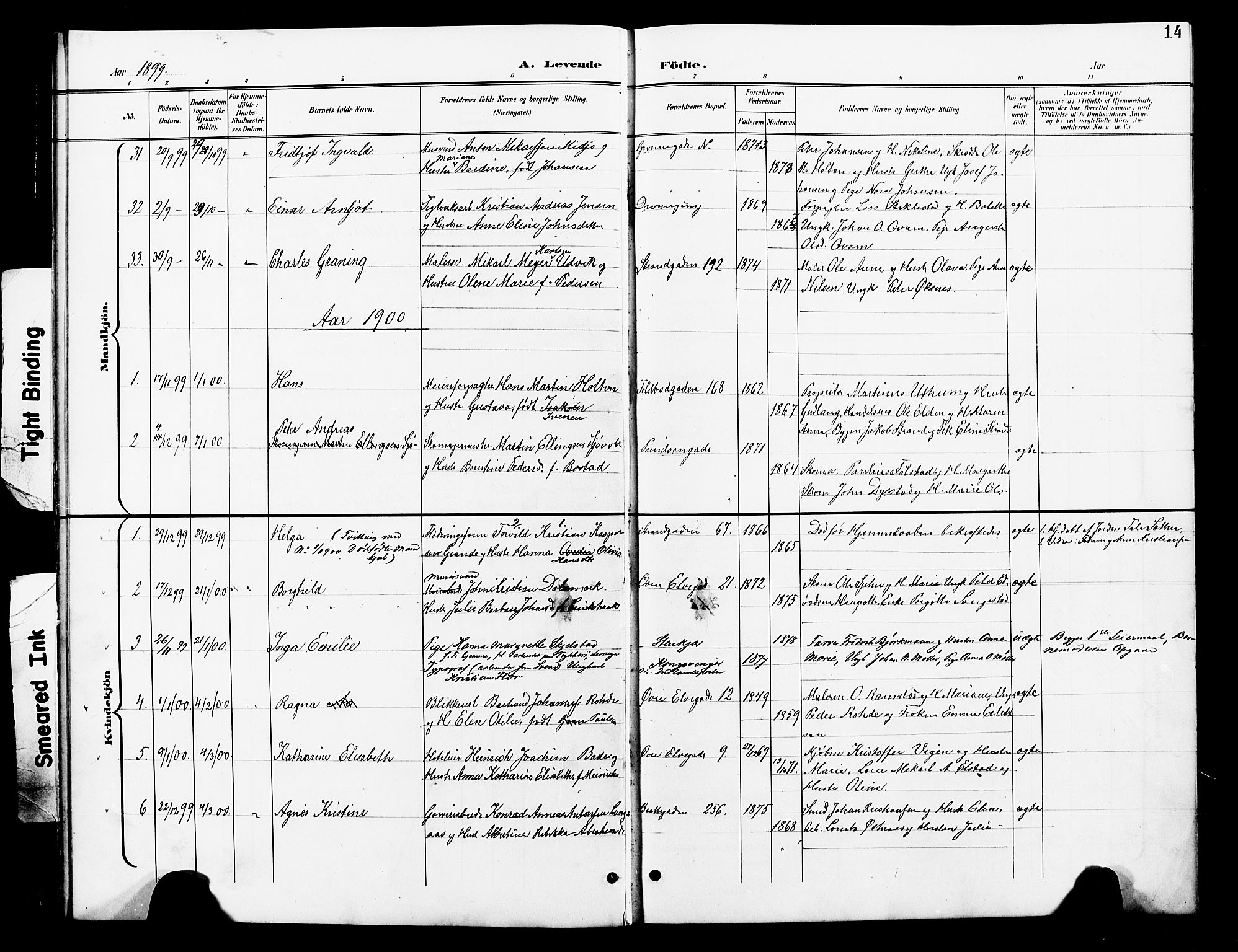Ministerialprotokoller, klokkerbøker og fødselsregistre - Nord-Trøndelag, SAT/A-1458/739/L0375: Parish register (copy) no. 739C03, 1898-1908, p. 14