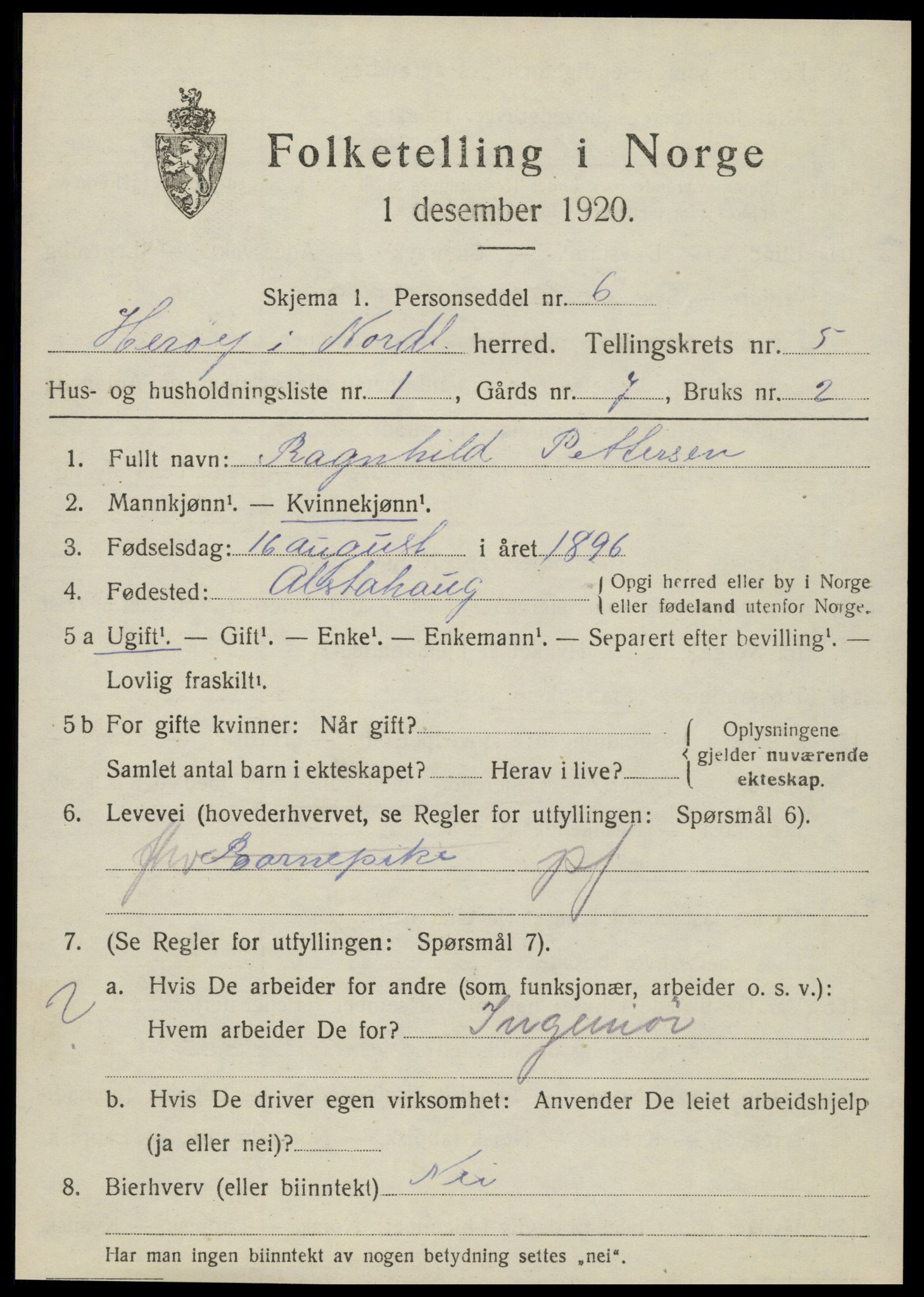 SAT, 1920 census for Herøy, 1920, p. 3444