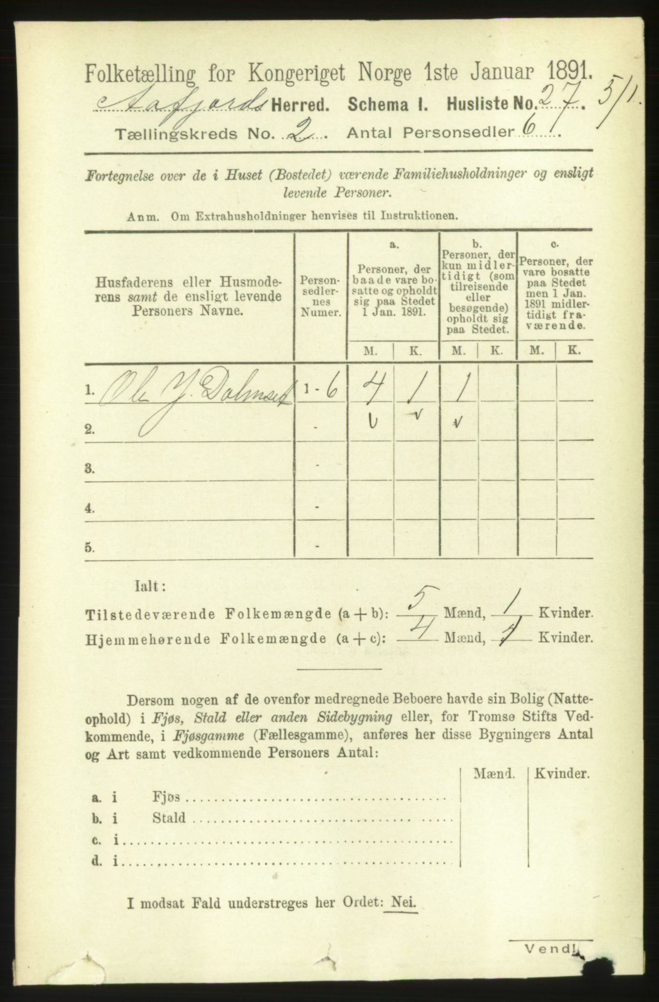 RA, 1891 census for 1630 Åfjord, 1891, p. 374