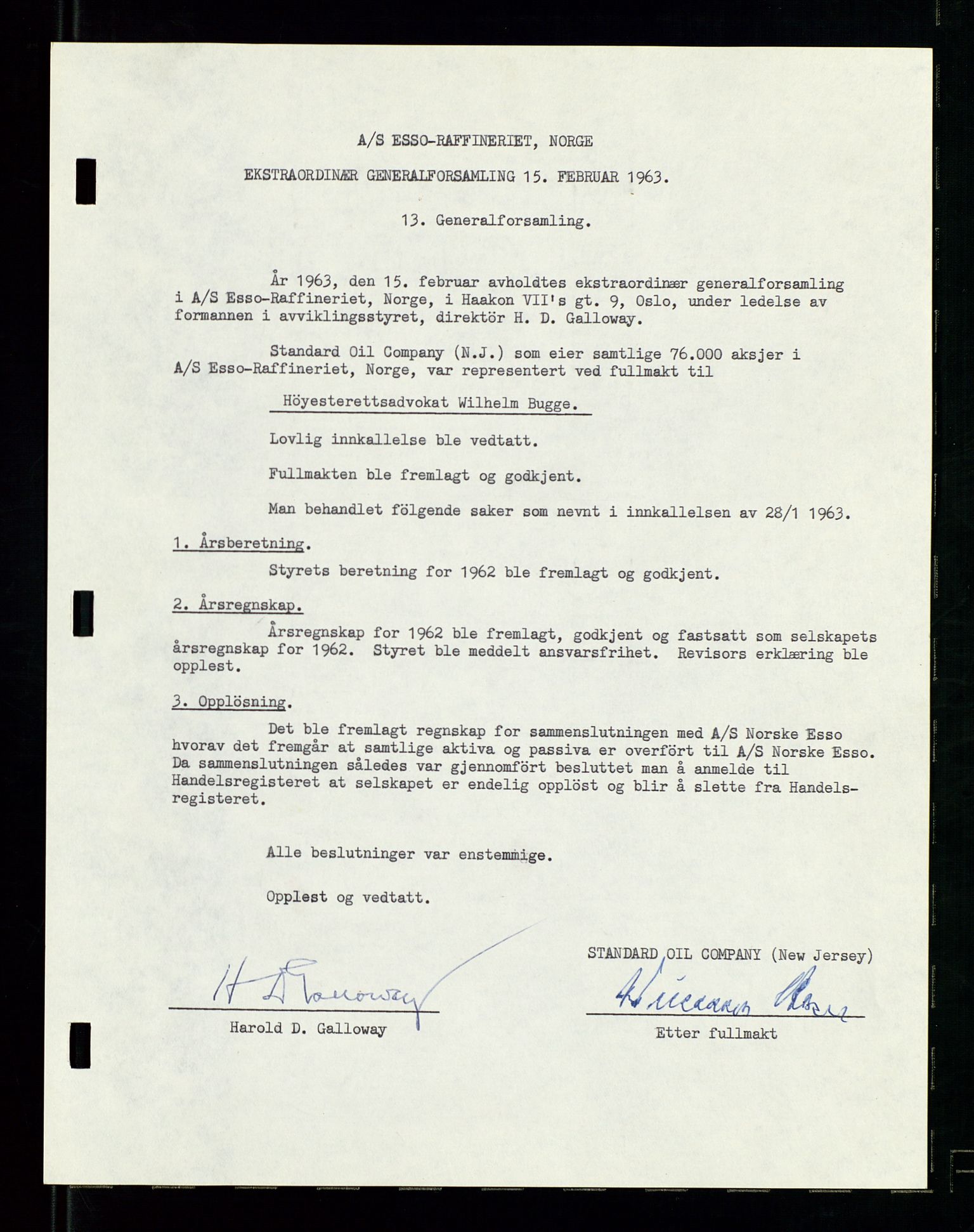 PA 1537 - A/S Essoraffineriet Norge, AV/SAST-A-101957/A/Aa/L0001/0002: Styremøter / Shareholder meetings, board meetings, by laws (vedtekter), 1957-1960, p. 5