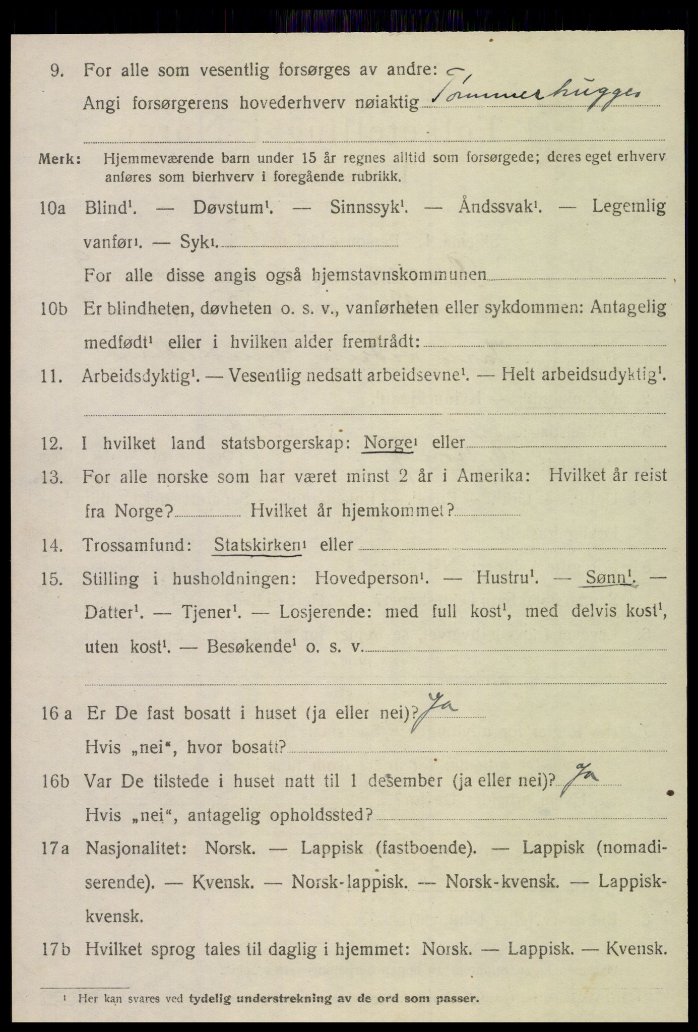 SAT, 1920 census for Grong, 1920, p. 5584