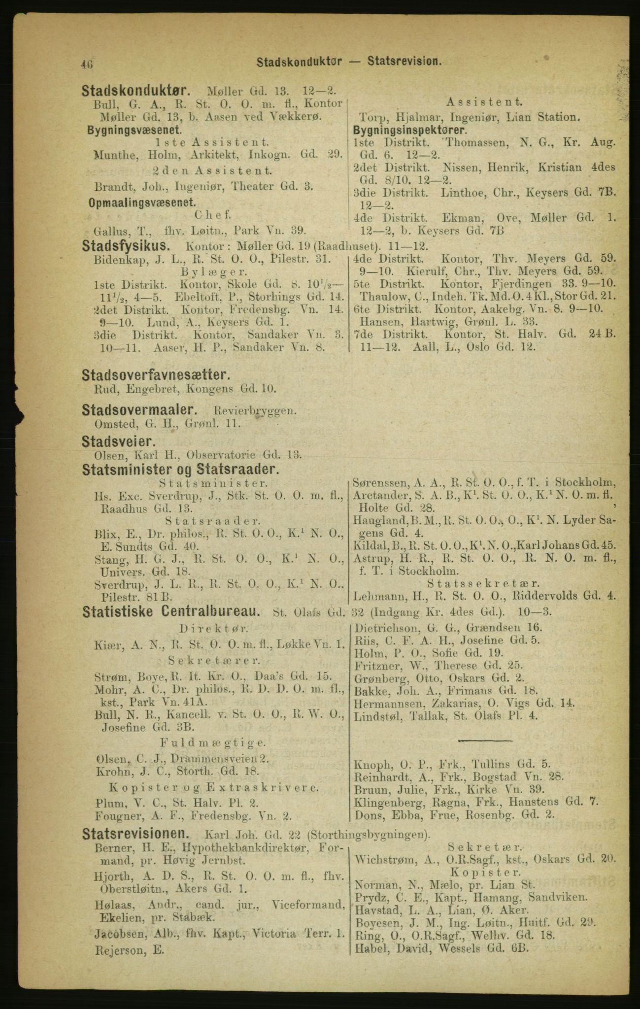 Kristiania/Oslo adressebok, PUBL/-, 1888, p. 46