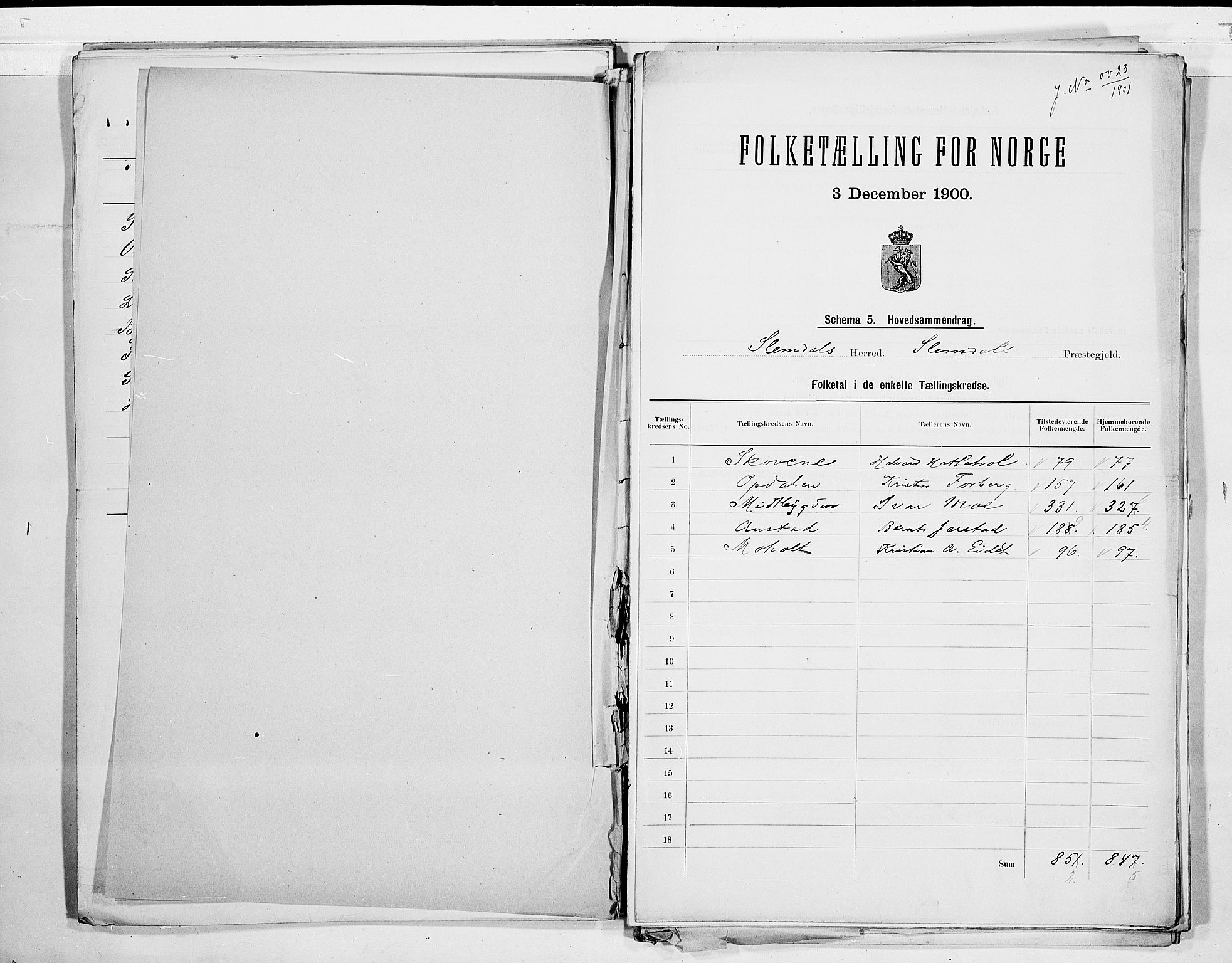 SAKO, 1900 census for Slemdal, 1900, p. 2