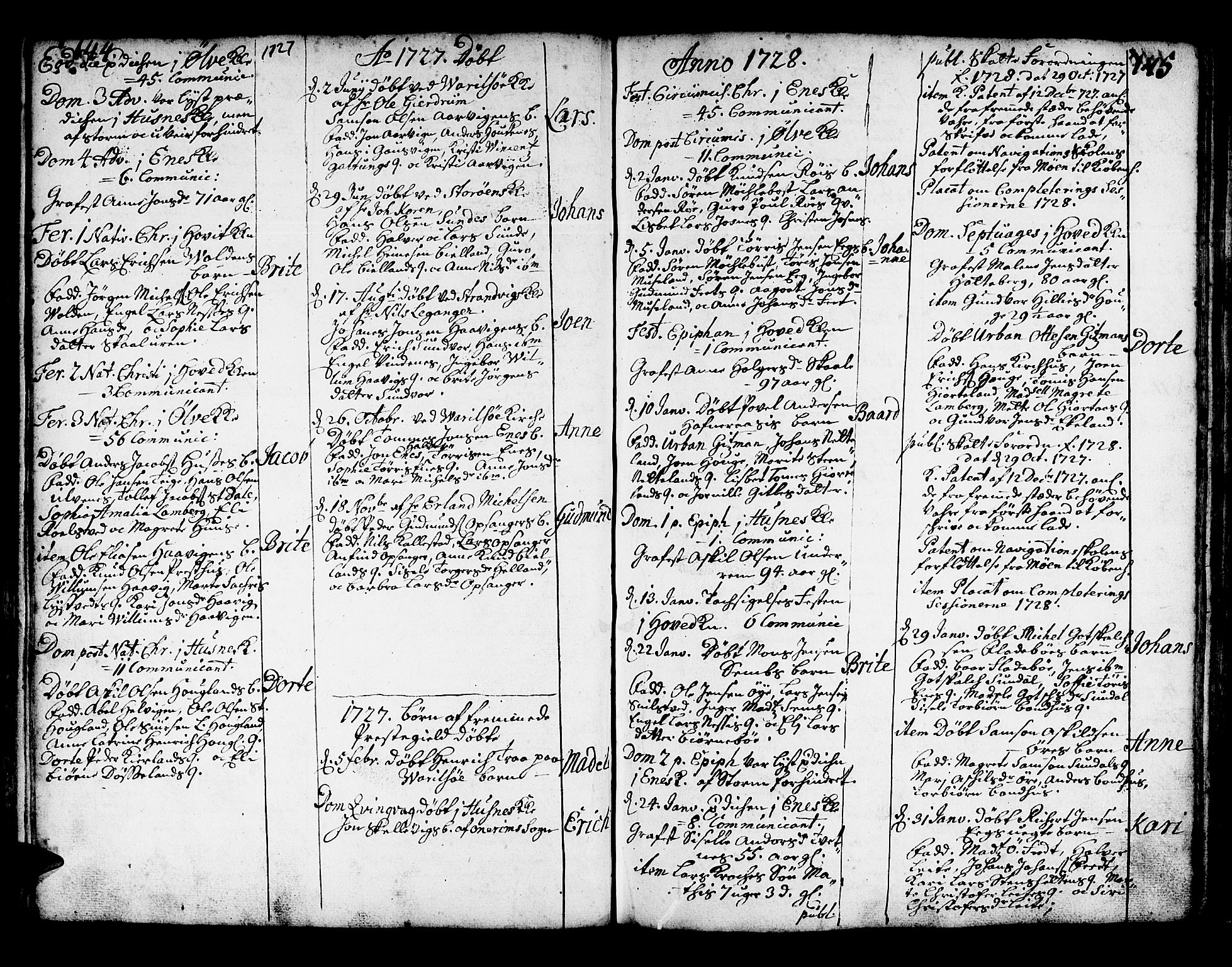 Kvinnherad sokneprestembete, SAB/A-76401/H/Haa: Parish register (official) no. A 2, 1710-1753, p. 144-145