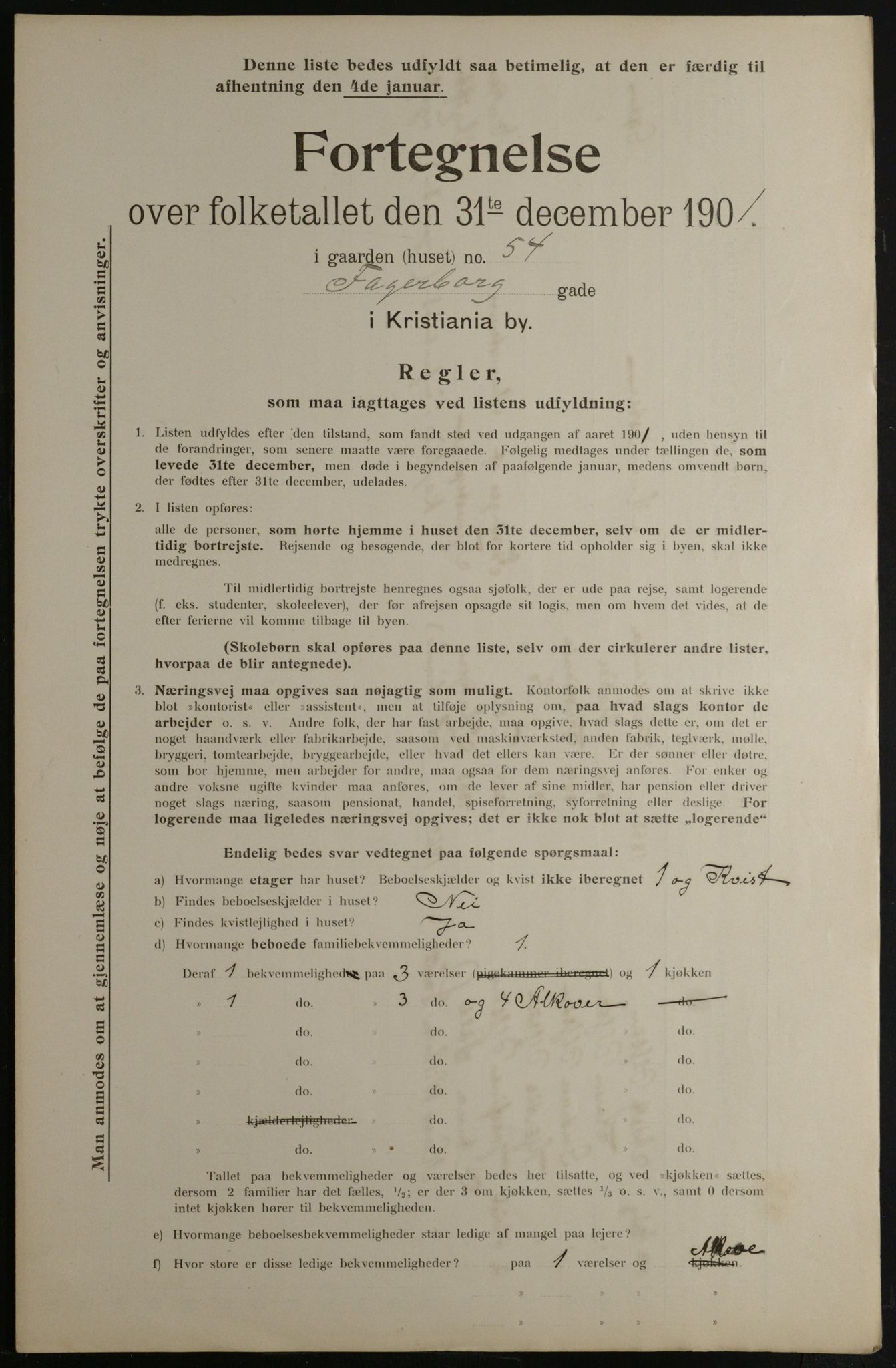 OBA, Municipal Census 1901 for Kristiania, 1901, p. 3737