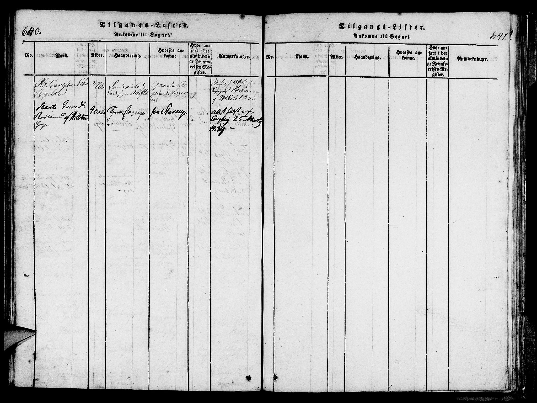 Lund sokneprestkontor, SAST/A-101809/S06/L0006: Parish register (official) no. A 6, 1816-1839, p. 640-641