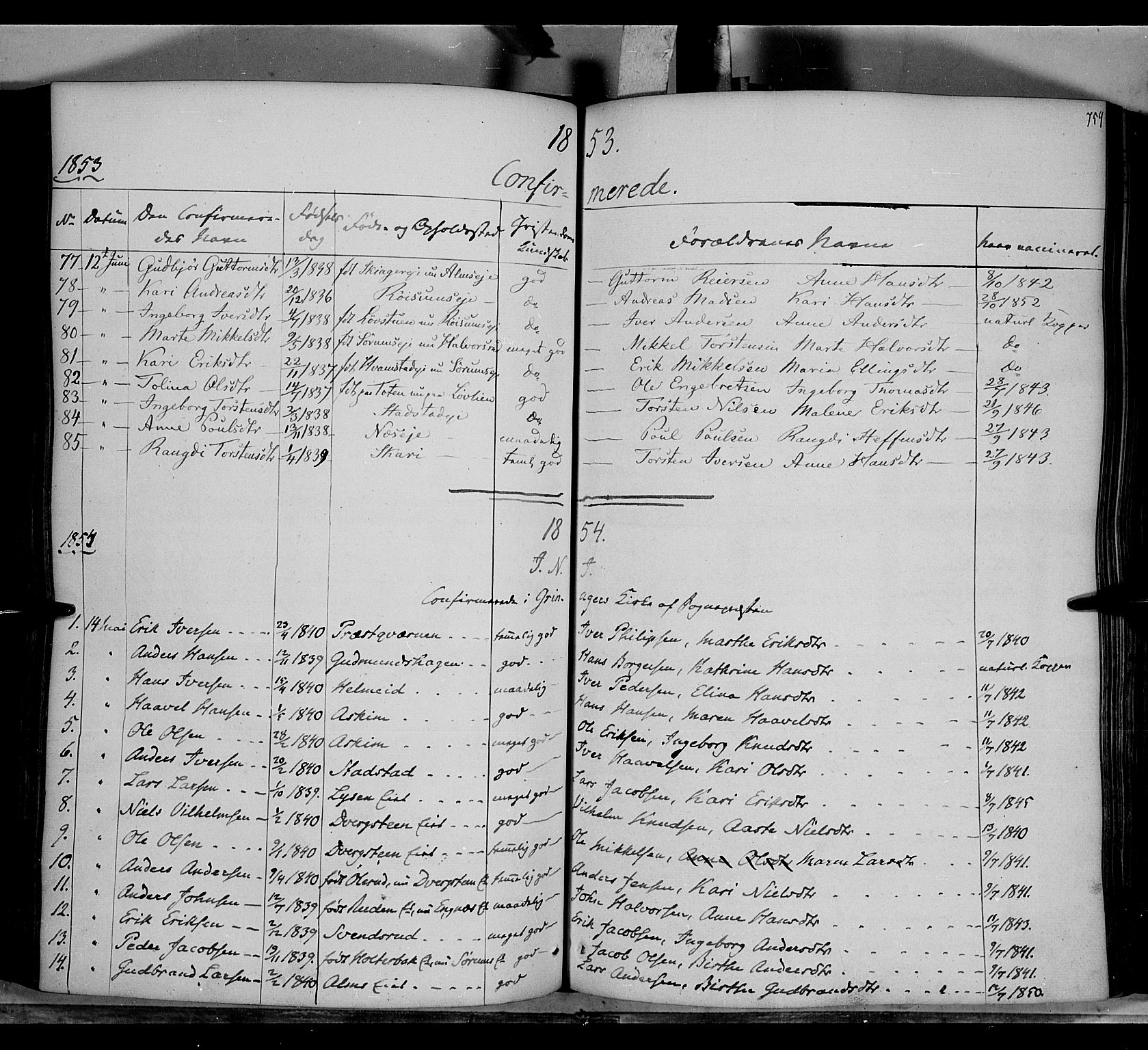 Gran prestekontor, SAH/PREST-112/H/Ha/Haa/L0011: Parish register (official) no. 11, 1842-1856, p. 758-759