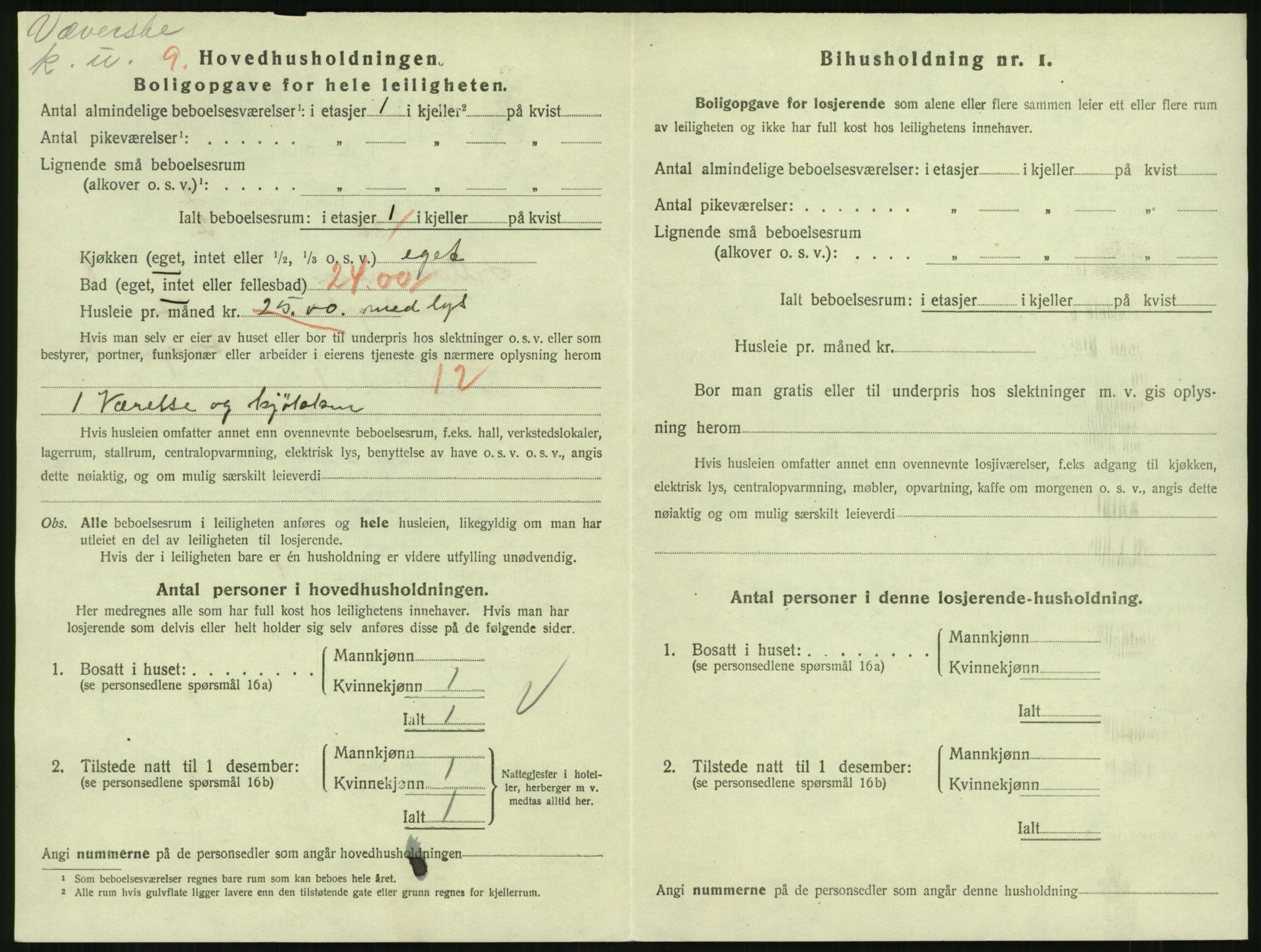 SAH, 1920 census for Lillehammer, 1920, p. 2945