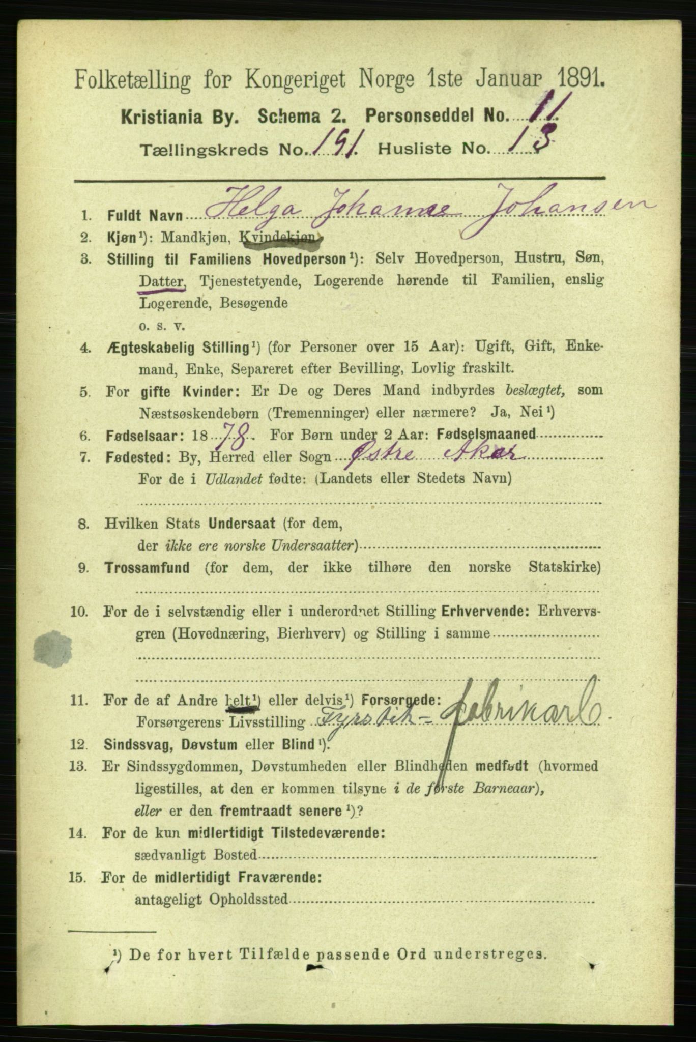 RA, 1891 census for 0301 Kristiania, 1891, p. 115029